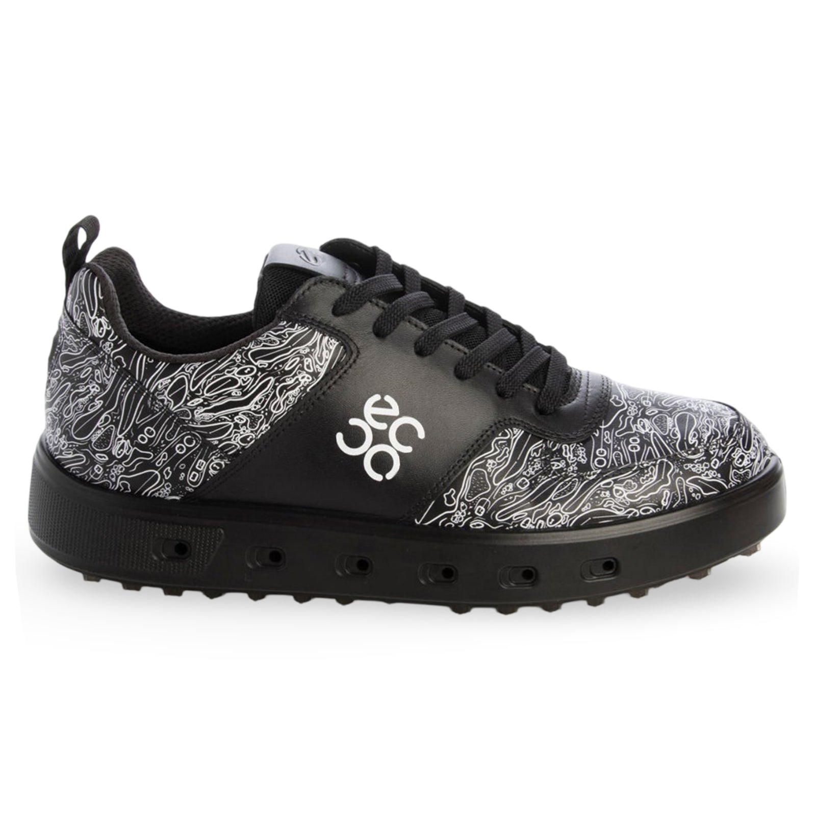 Ecco Golf Street 720 Leather Mens Trainers#color_black