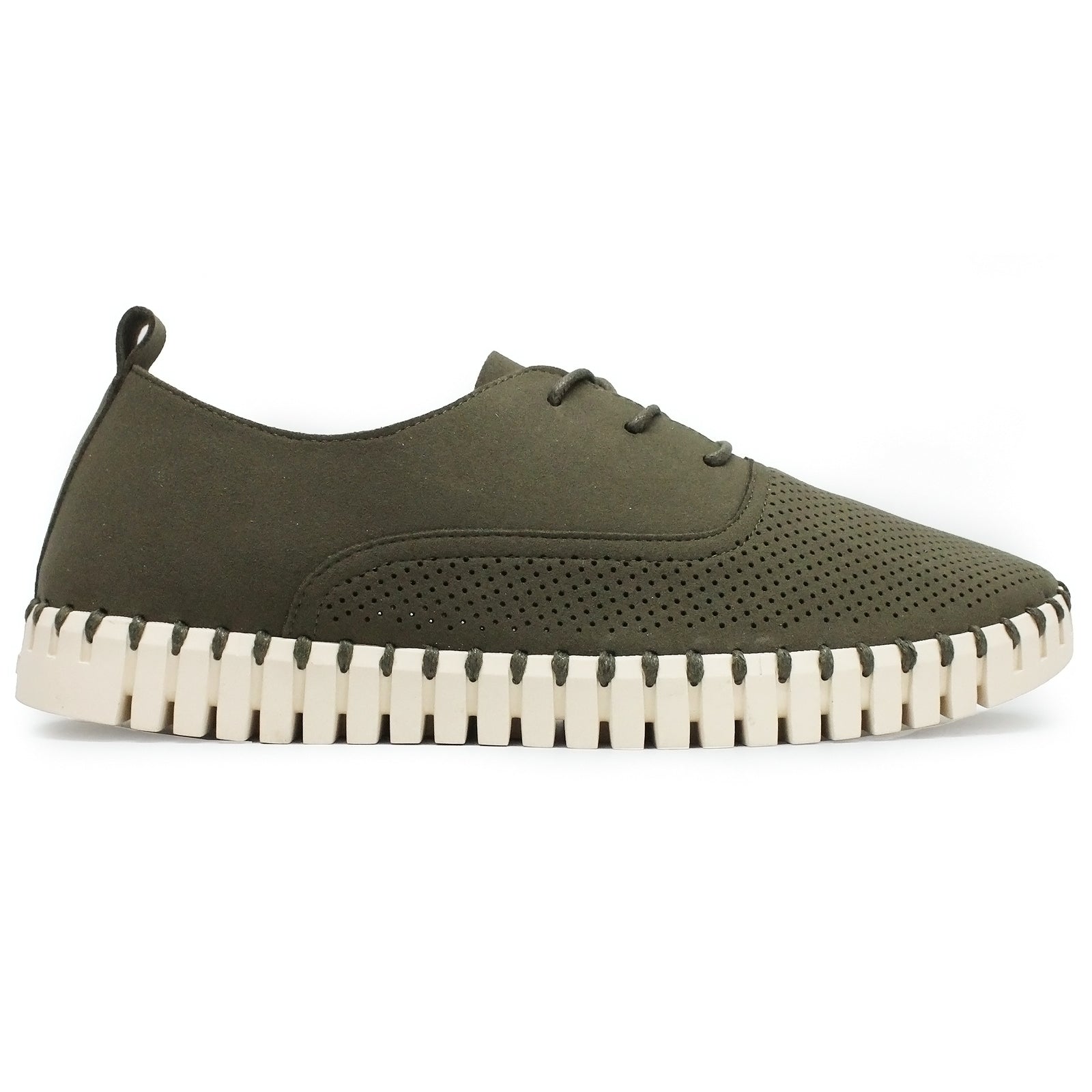 Ilse Jacobsen Tulip 145 Nylon Polyurethane Mens Shoes#color_deep olive pearled ivory