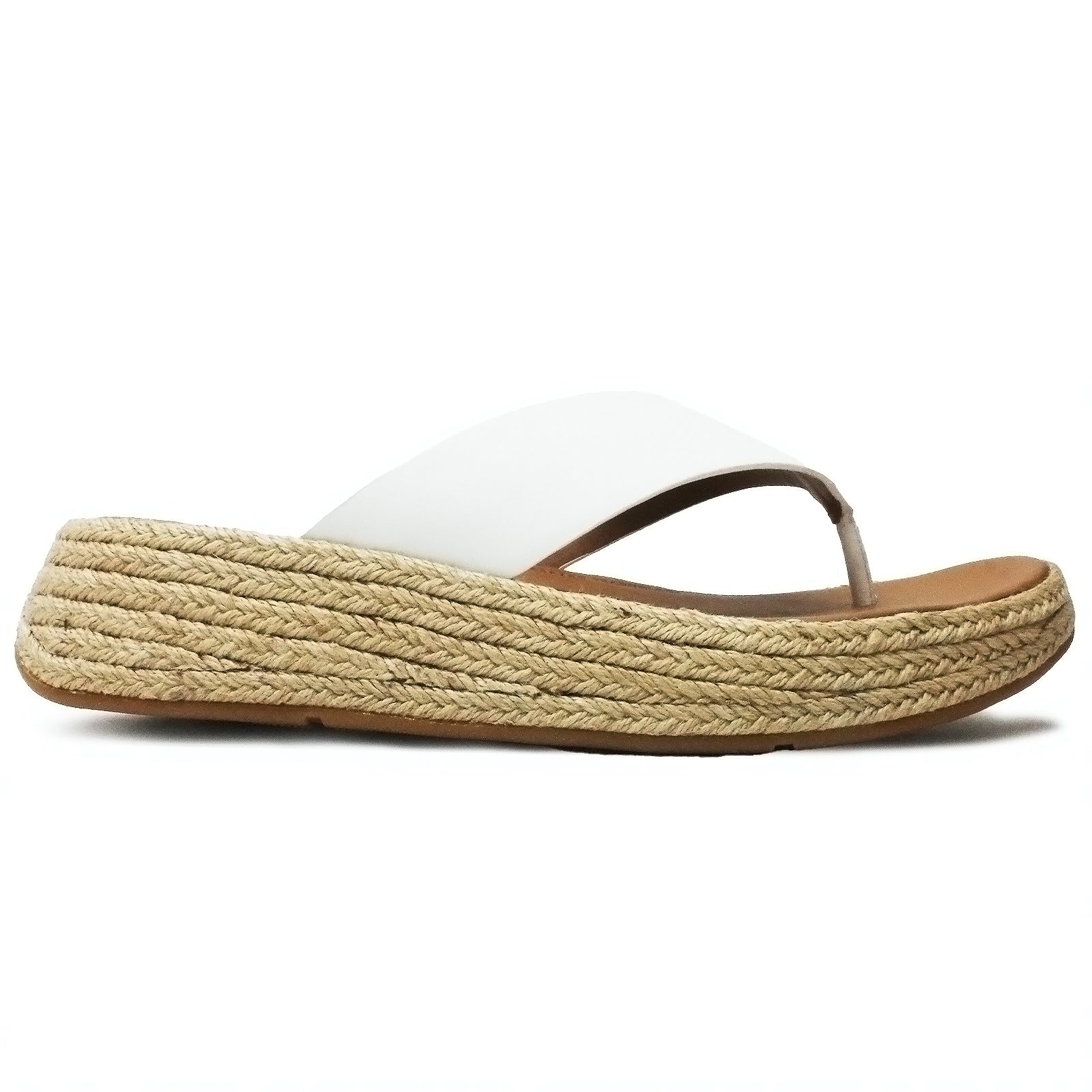 FitFlop F Mode Espadrille Flatform Toe-Post Leather Womens Sandals#color_urban white