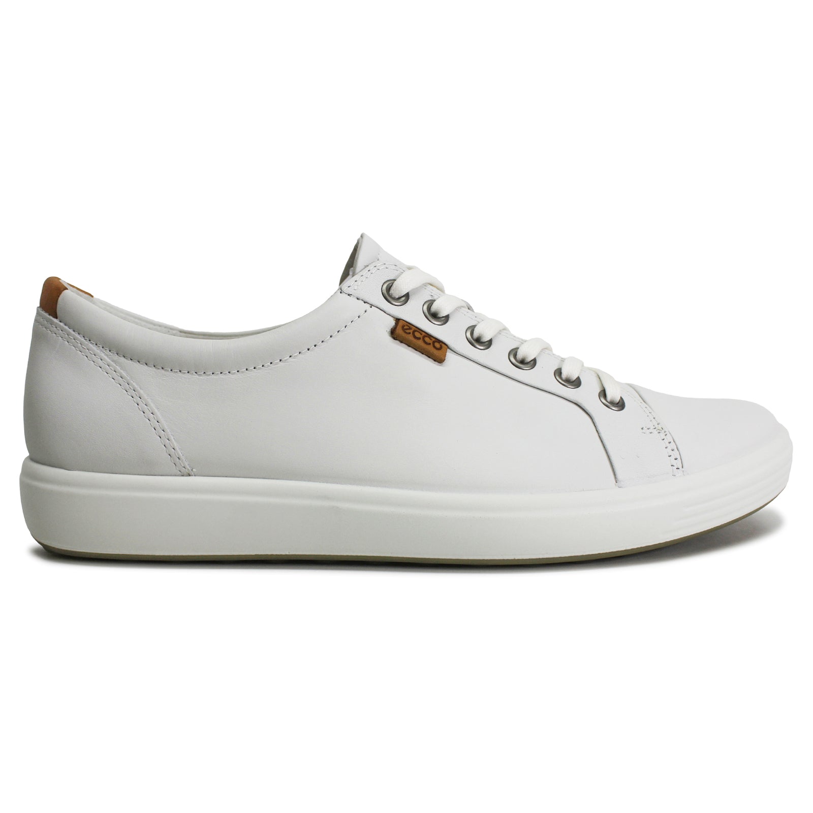 Ecco Soft 7 430003 Leather Womens Trainers#color_white