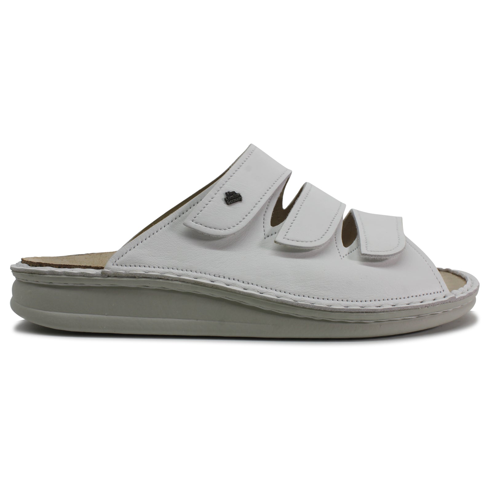 Finn Comfort Korfu Leather Womens Sandals#color_white