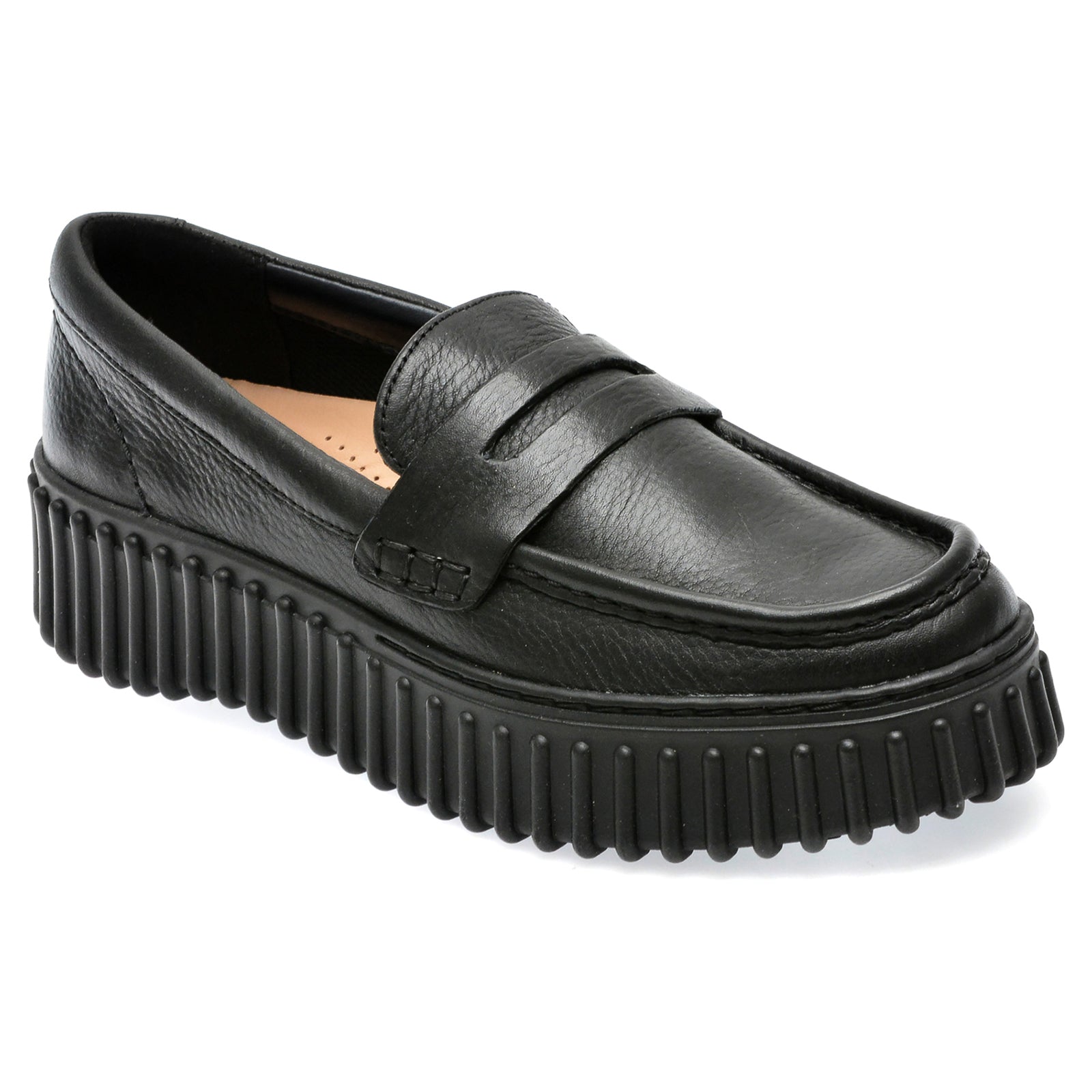 Clarks Torhill Penny Leather Womens Shoes#color_black