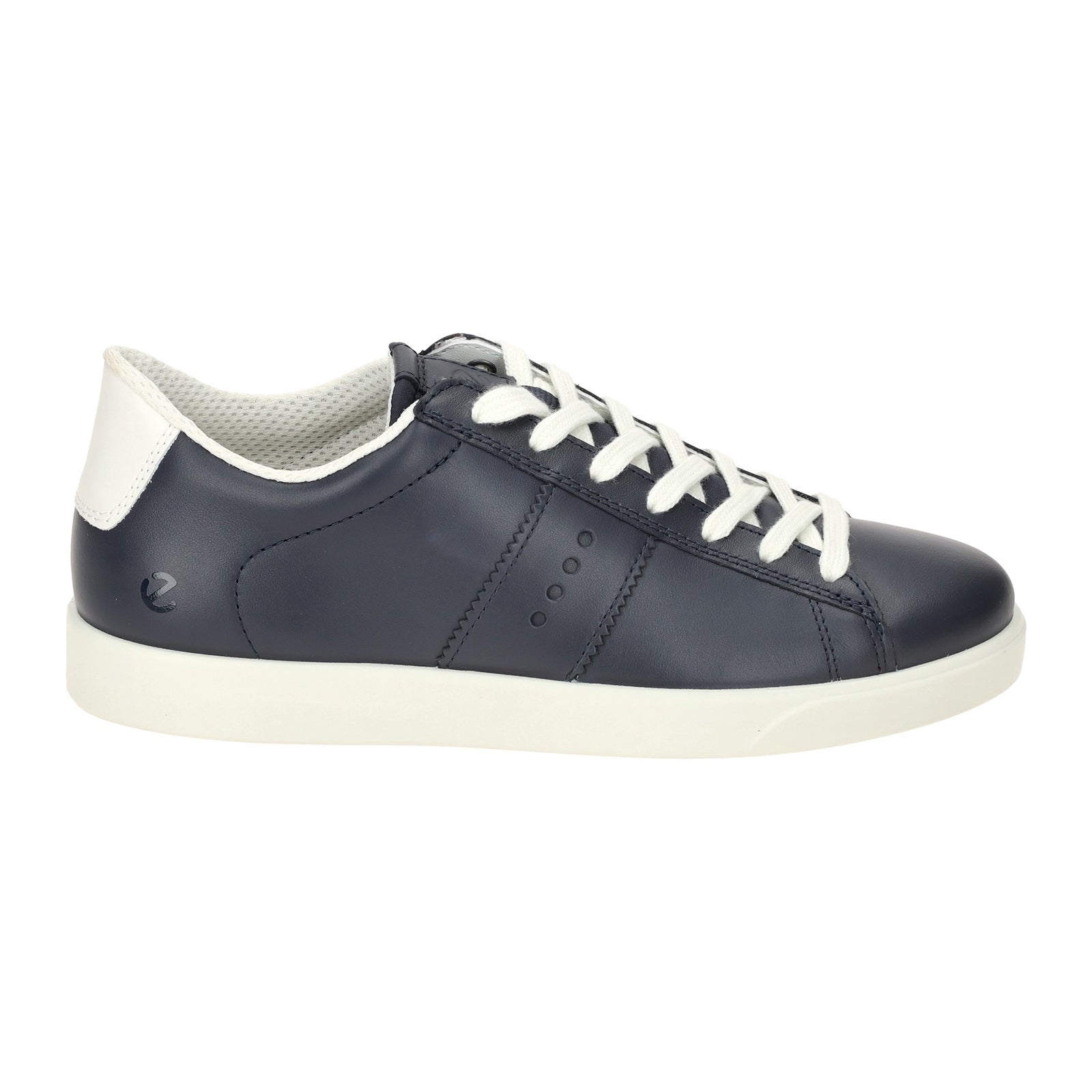 Ecco Street Lite 212803 Full Grain Leather Womens Trainers#color_marine white