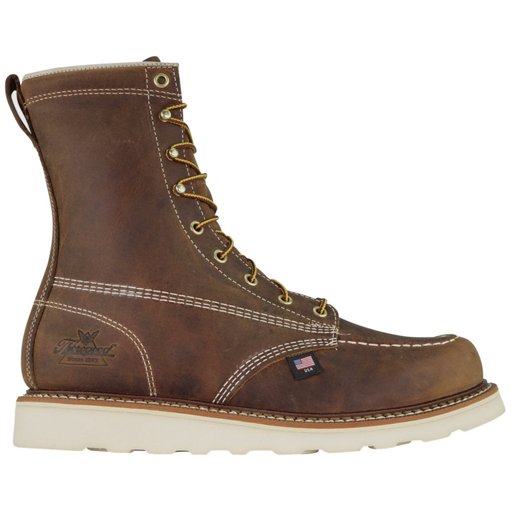 Thorogood 8 Inch Moc Toe Non Safety Crazyhorse Leather Mens Boots#color_brown