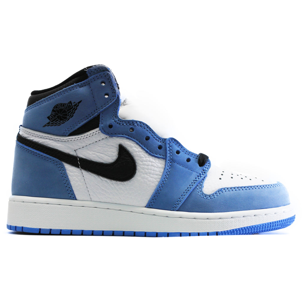 Jordan Air Jordan 1 Retro High OG GS Leather Youth Trainers#color_white black university blue