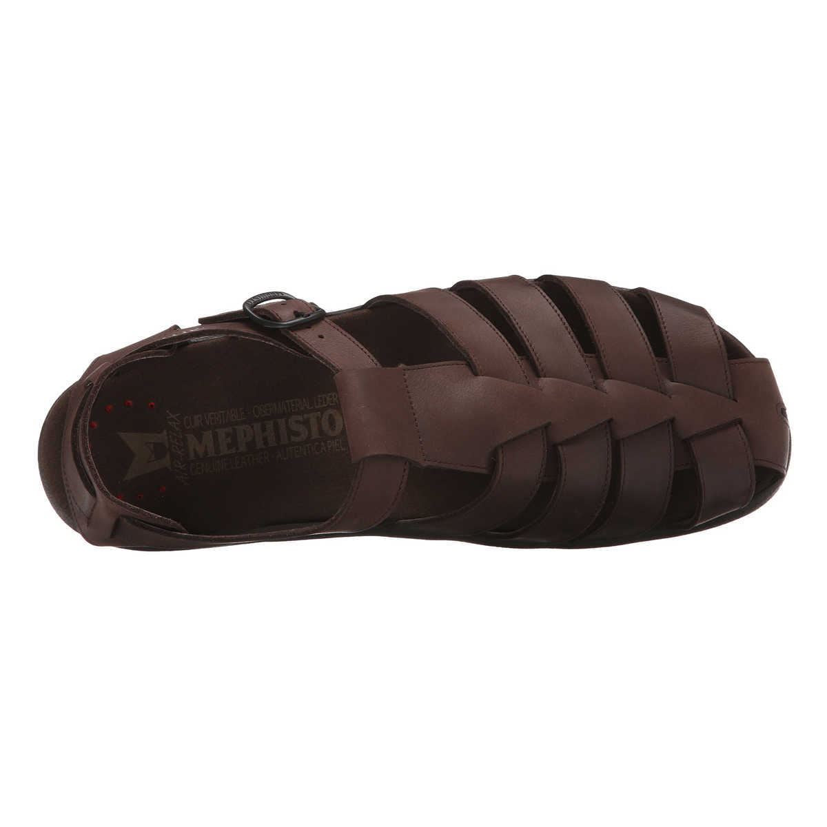 Mephisto Sam Dark Brown Leather Mens Sandals#color_dark brown