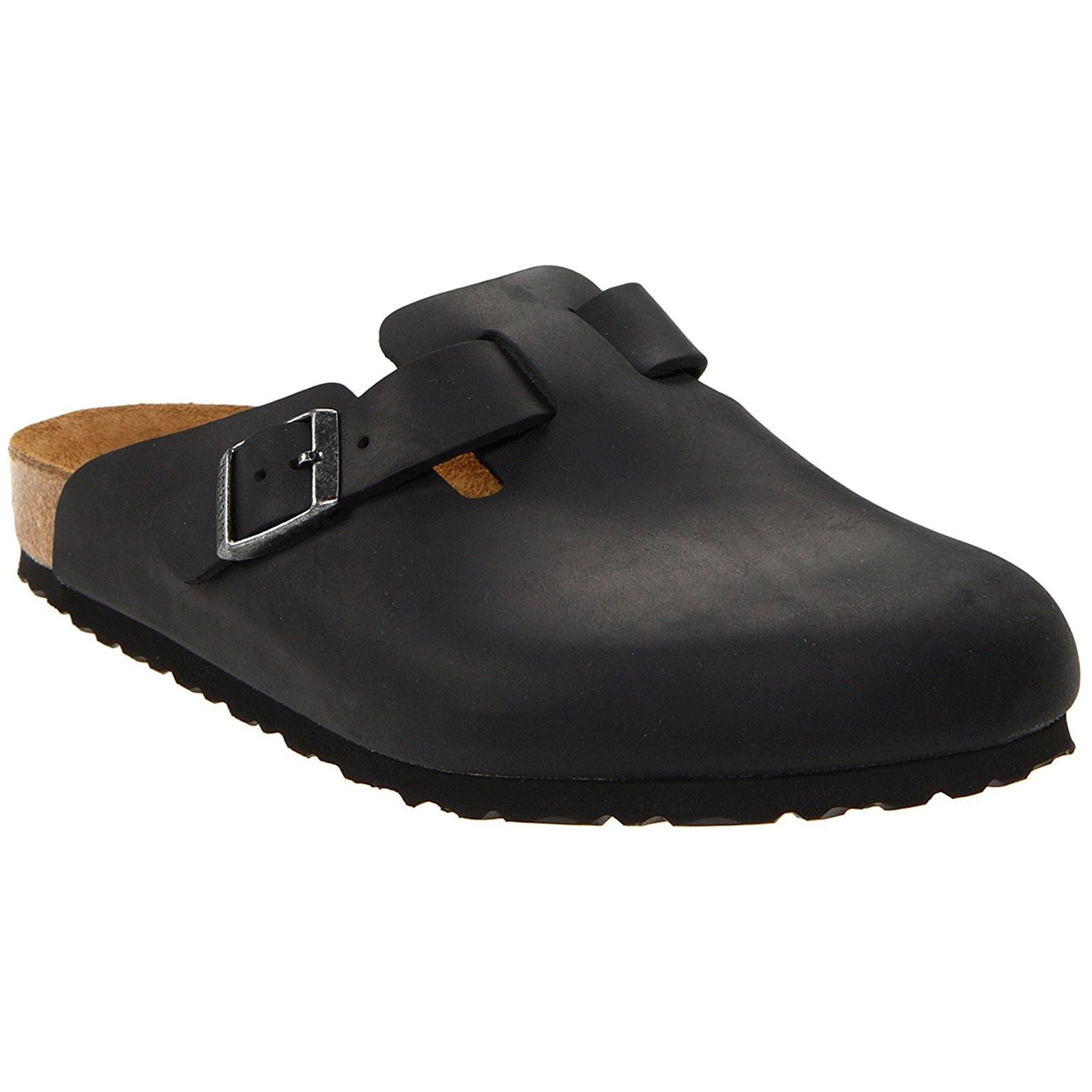 Birkenstock Boston 0059461 Oiled Leather Unisex Sandals Black - 41#color_black