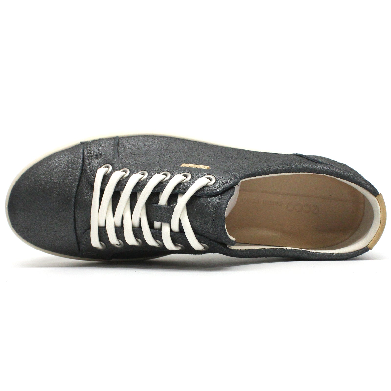 Ecco Soft 7 430003 Suede Leather Womens Trainers#color_silver heavy