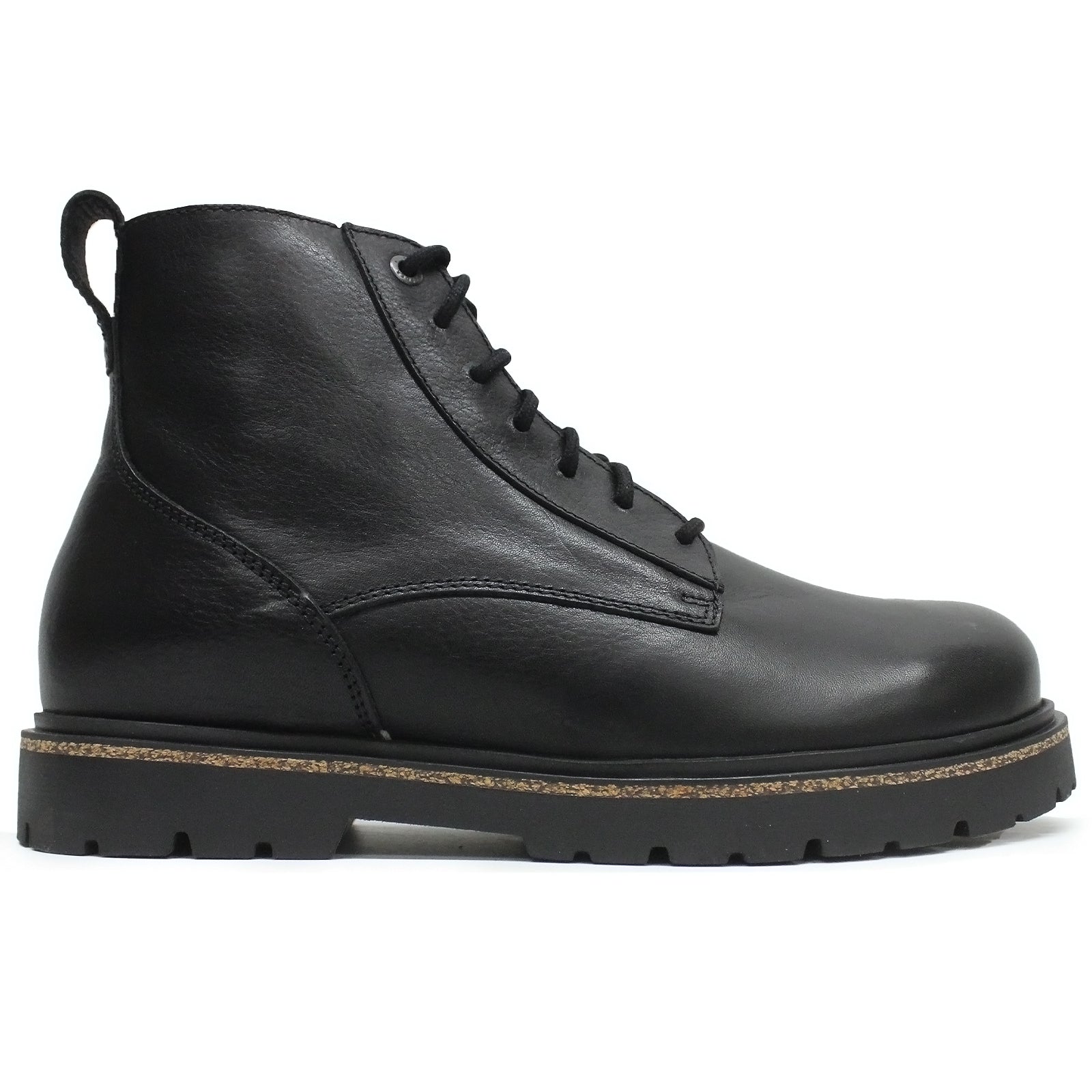 Birkenstock Highwood Lace Mid Natural Leather Mens Boots#color_black