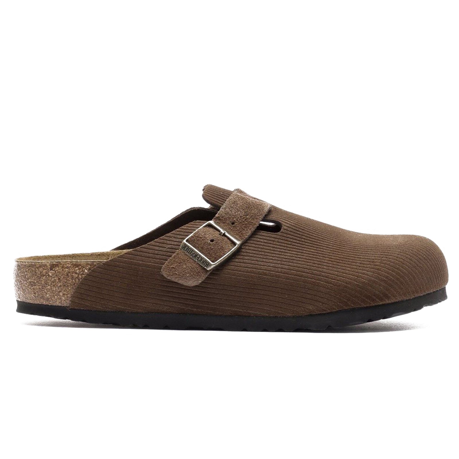Birkenstock Boston BS 1028227 Suede Leather Embossed Unisex Sandals - Corduroy Dark Tea - 38#color_corduroy dark tea
