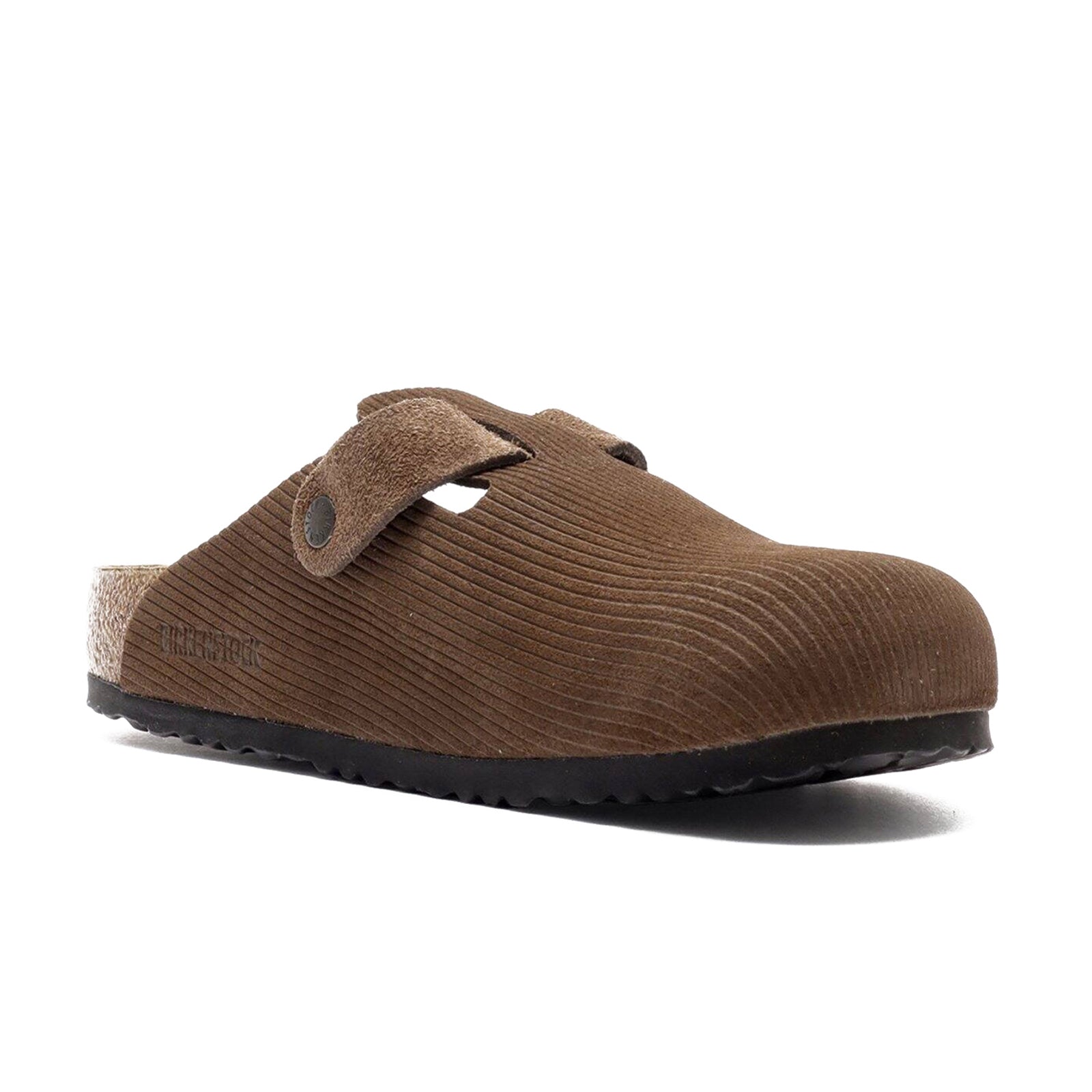 Birkenstock Boston BS 1028227 Suede Leather Embossed Unisex Sandals - Corduroy Dark Tea - 38#color_corduroy dark tea