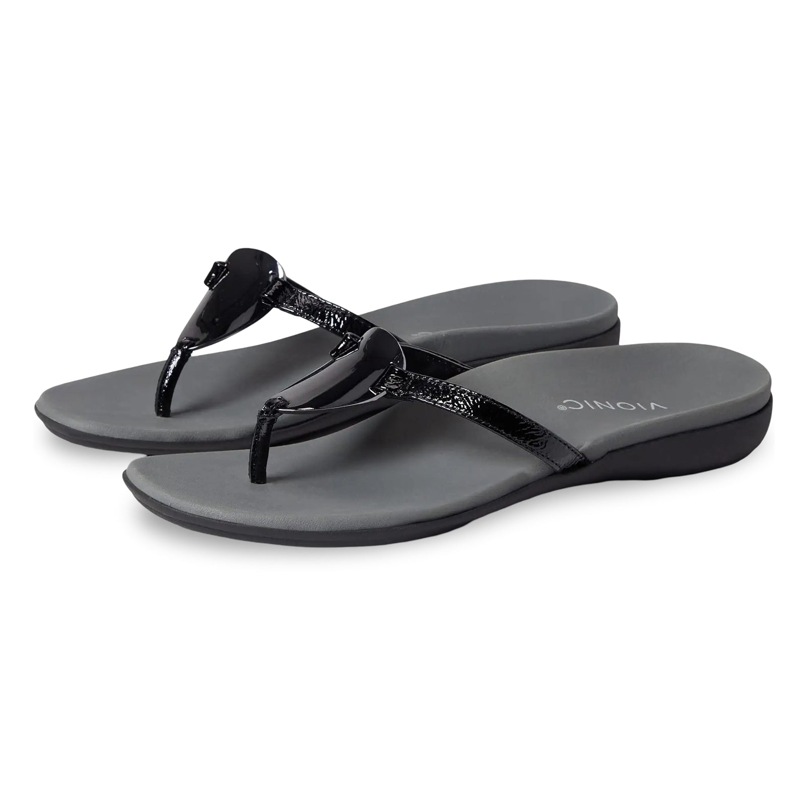 Vionic Raysa Patent Leather Womens Sandals#color_black
