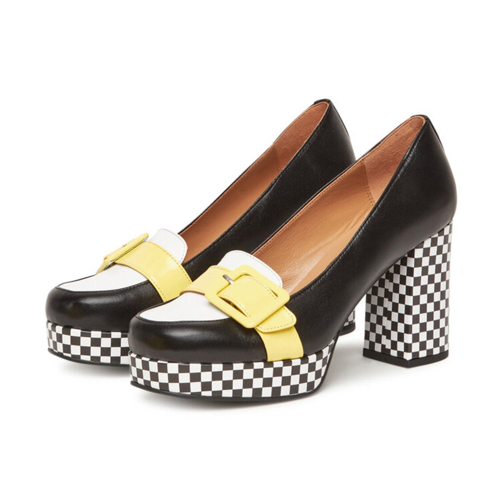 Fly London ELLO242FLY Nappalak Leather Womens Shoes#color_black white lemon