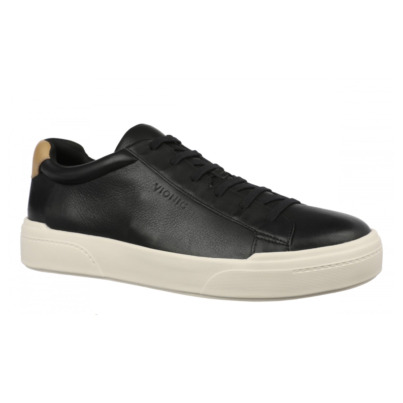 Vionic Colbie Tumbled Leather Mens Trainers#color_black