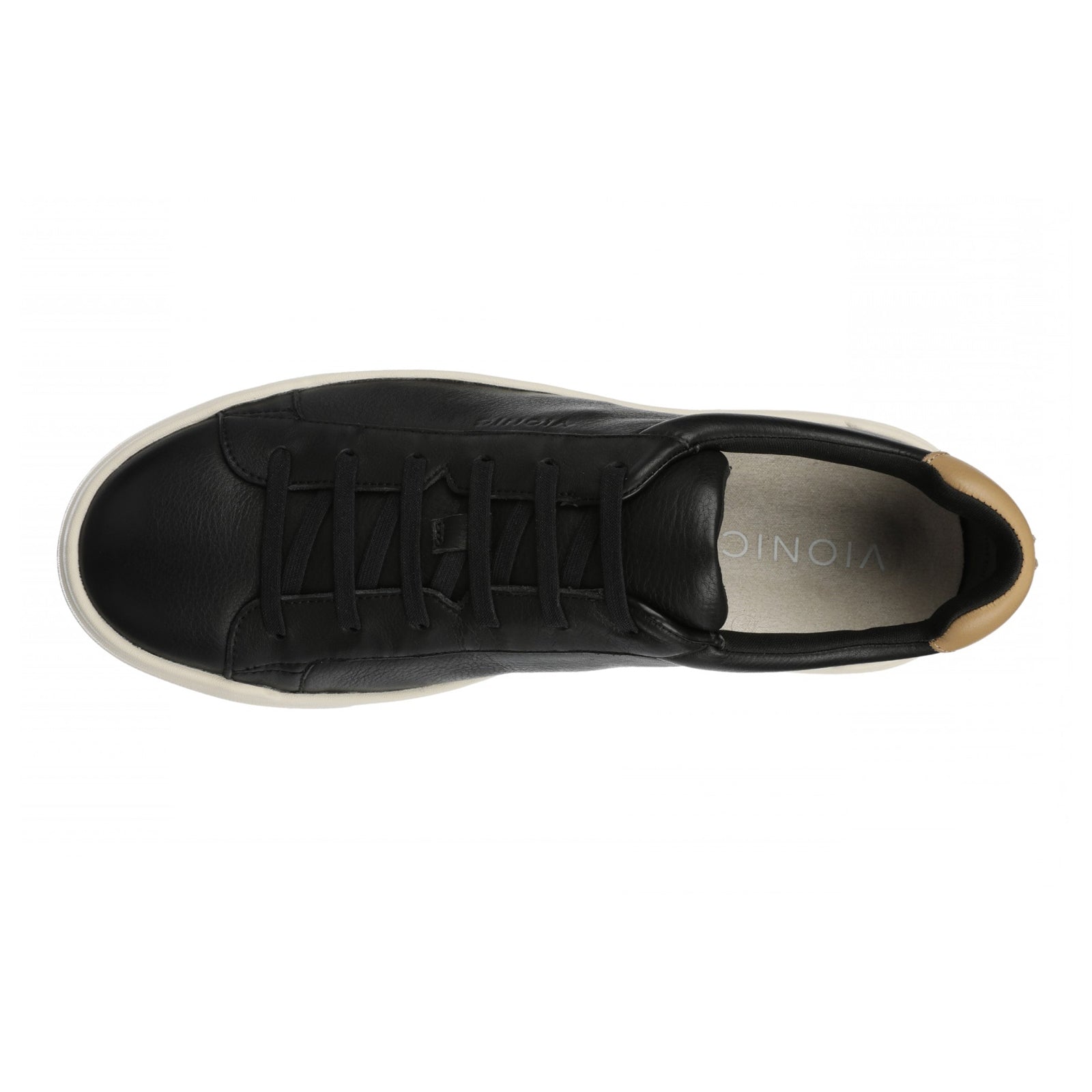 Vionic Colbie Tumbled Leather Mens Trainers#color_black