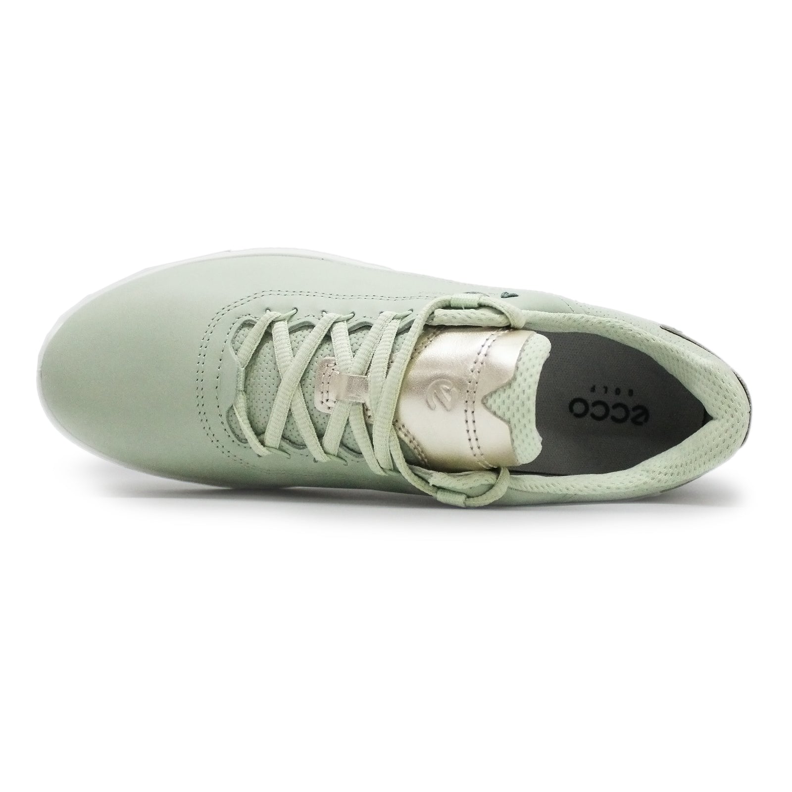 Ecco Golf S-Casual Leather Womens Trainers#color_matcha gold metallic