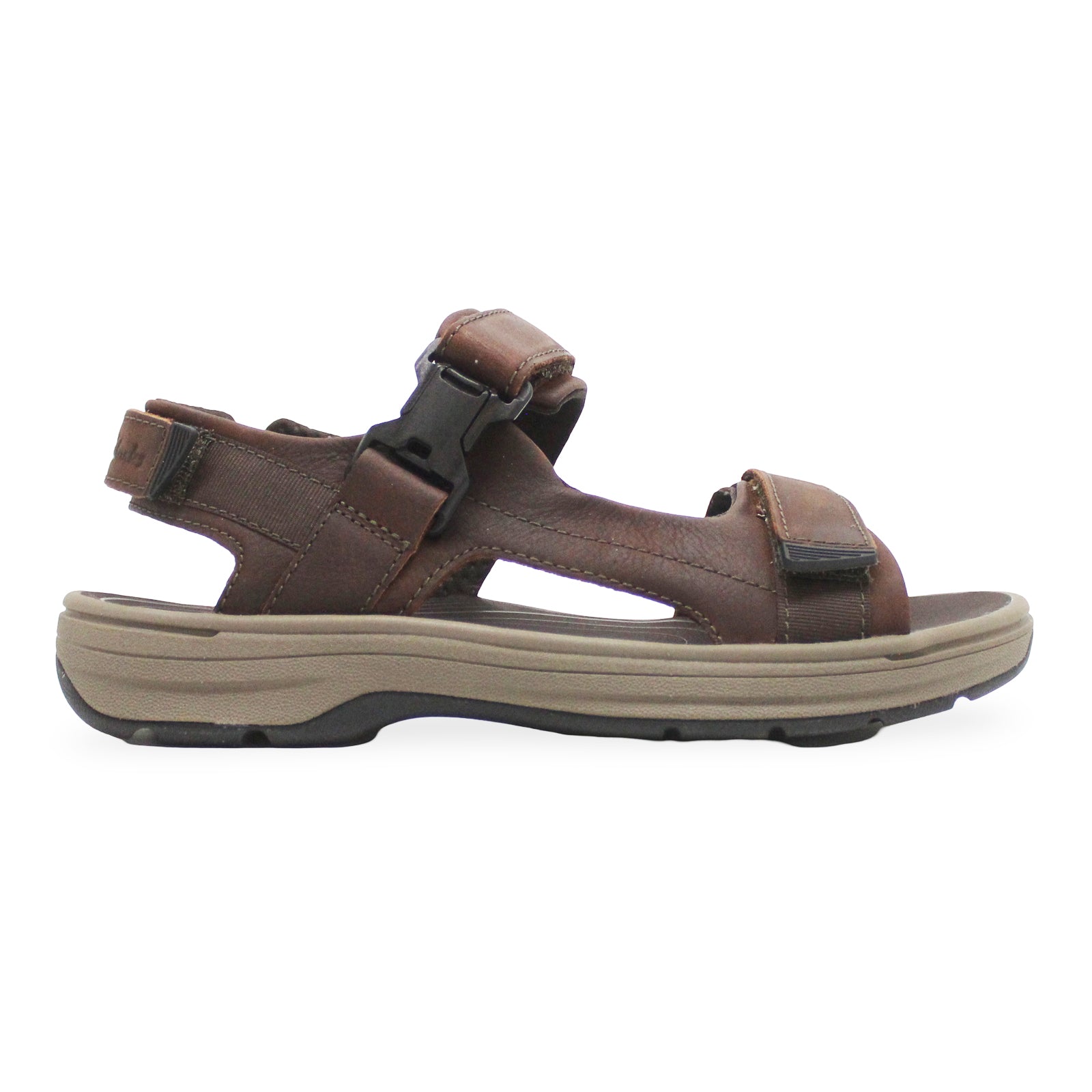 Clarks Saltway Edge Leather Mens Sandals#color_dark brown