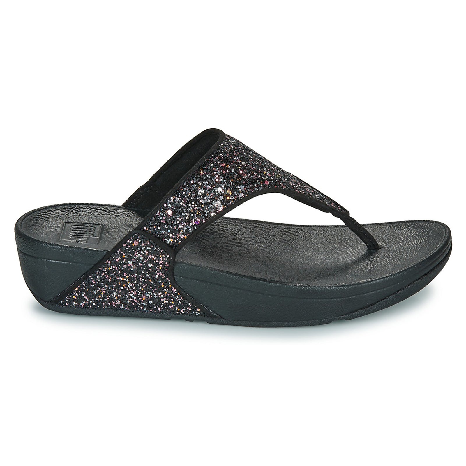 FitFlop Lulu Multi Tonal Glitter Toe Post Synthetic Womens Sandals#color_black multi