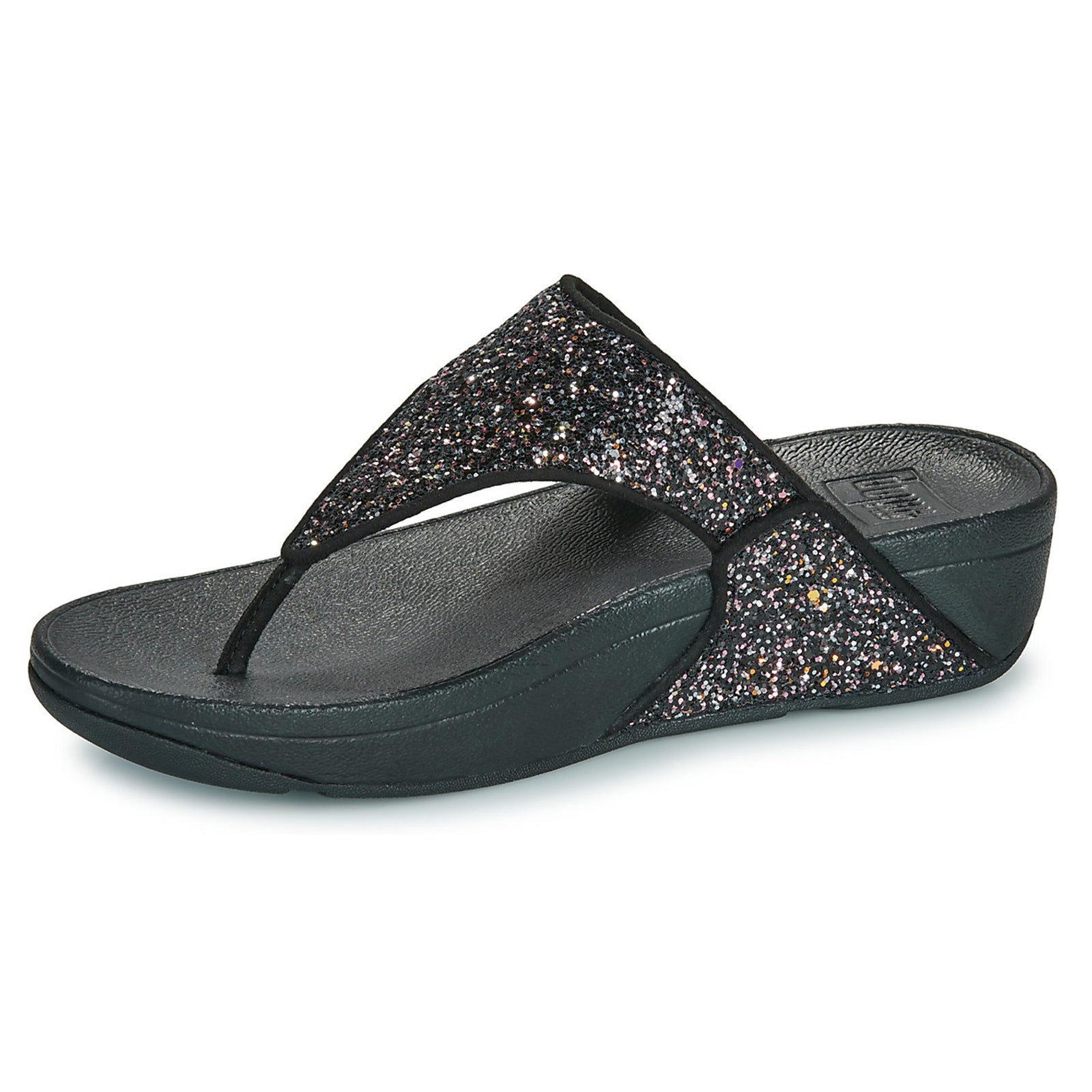 FitFlop Lulu Multi Tonal Glitter Toe Post Synthetic Womens Sandals#color_black multi