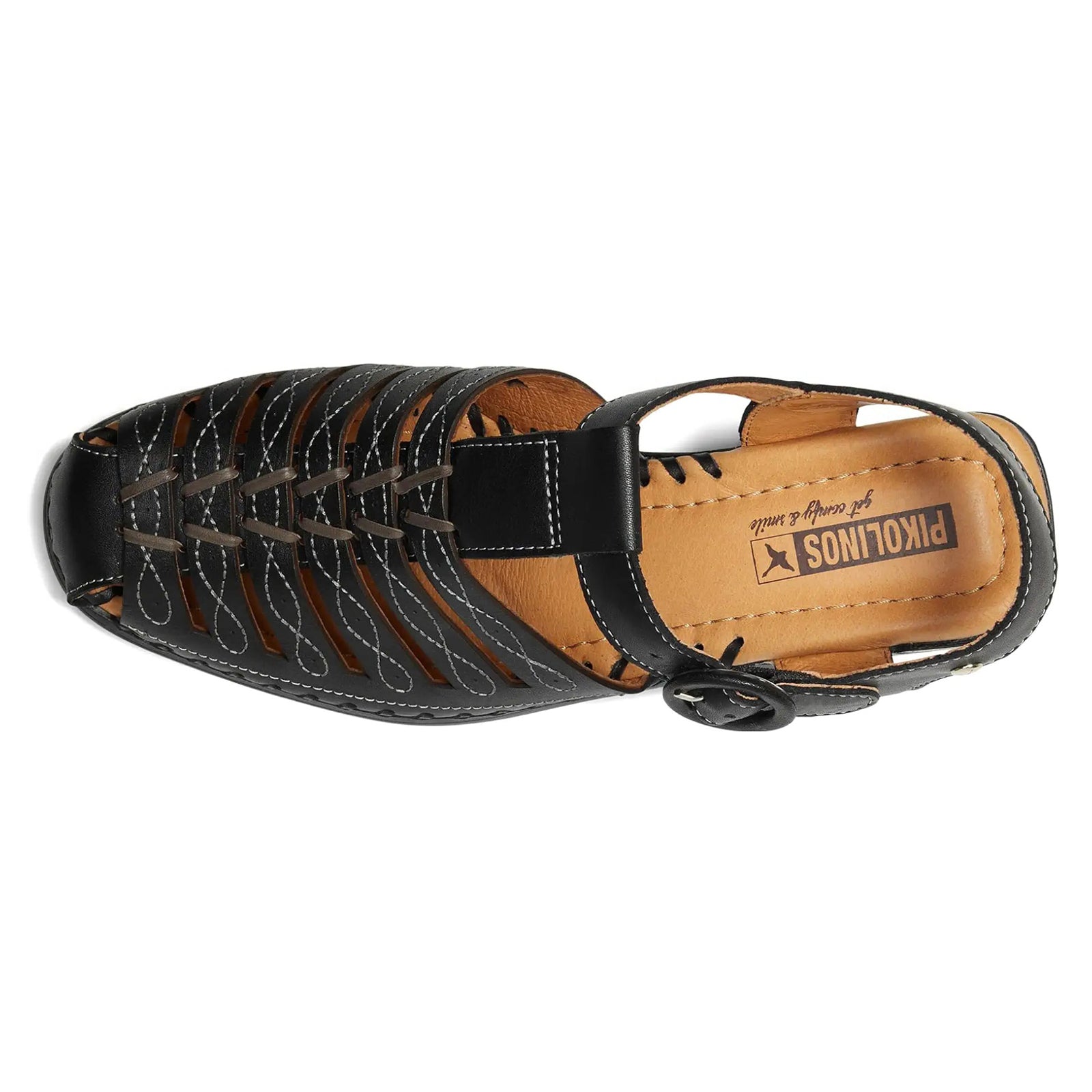 Pikolinos Romana W9G Leather Womens Sandals#color_black