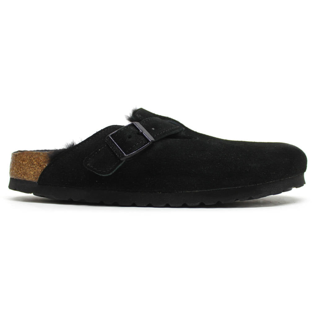 Birkenstock Boston Fur Suede Unisex Sandals#color_black