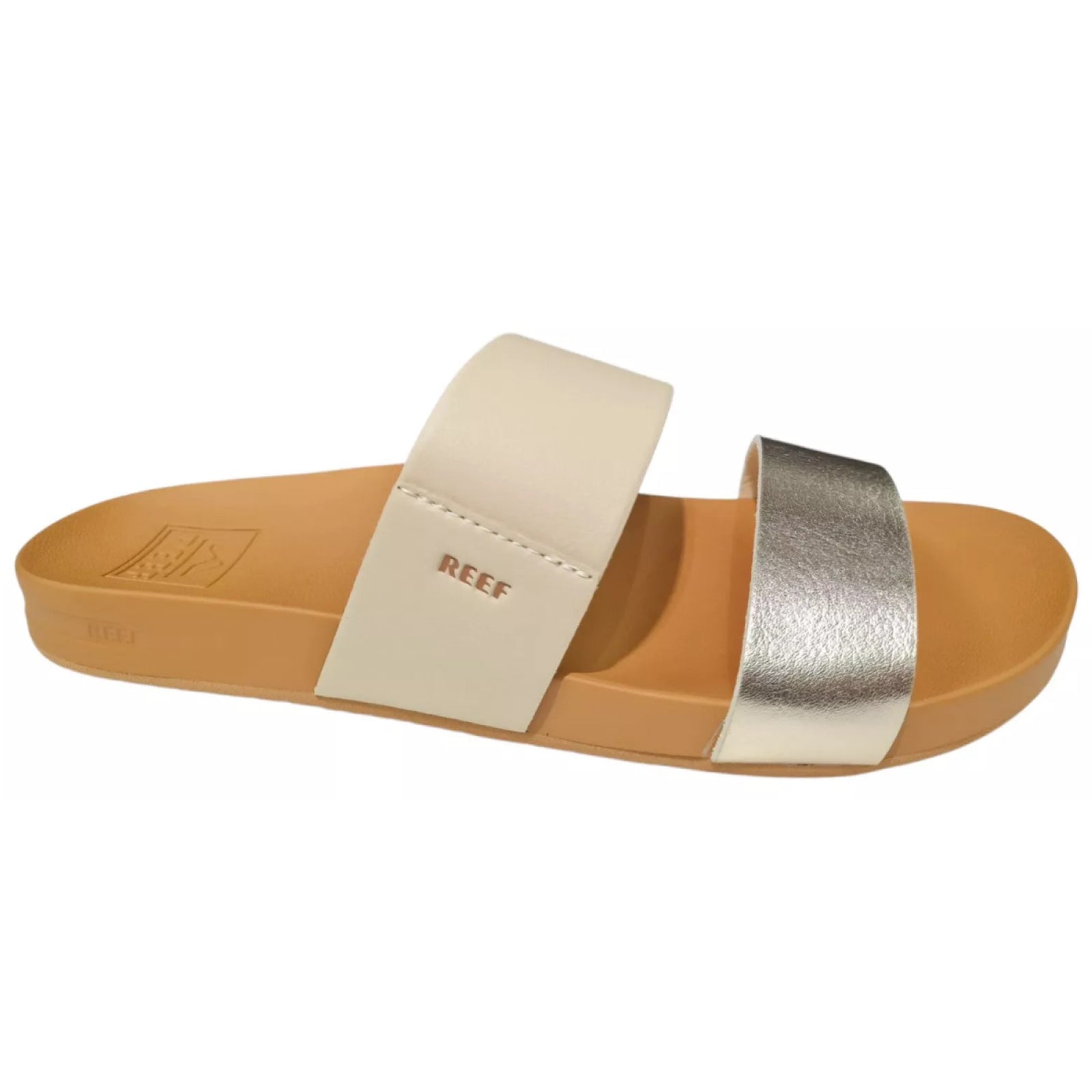 Reef Cushion Vista Vegan Leather Womens Sandals#color_vintage gold