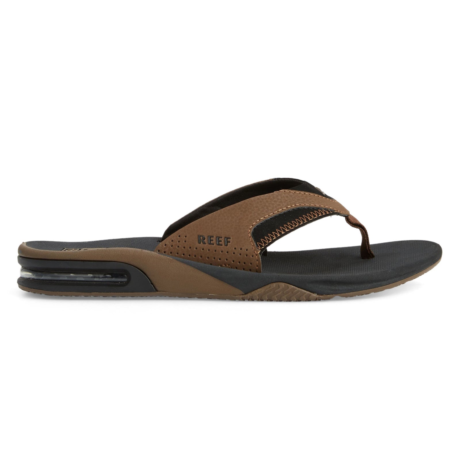 Reef Fanning Synthetic Nubuck Mens Sandals#color_black tan