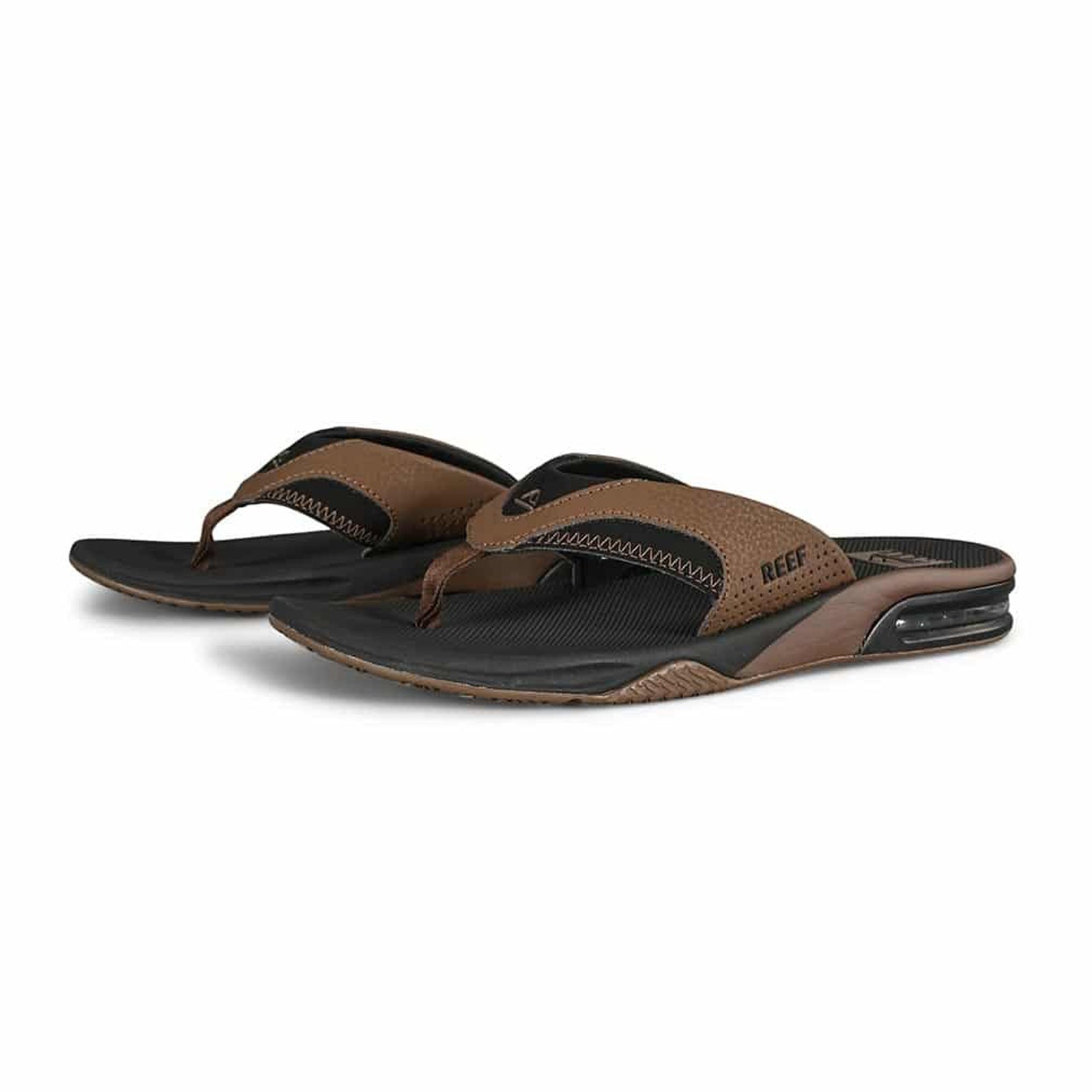 Reef Fanning Synthetic Nubuck Mens Sandals#color_black tan