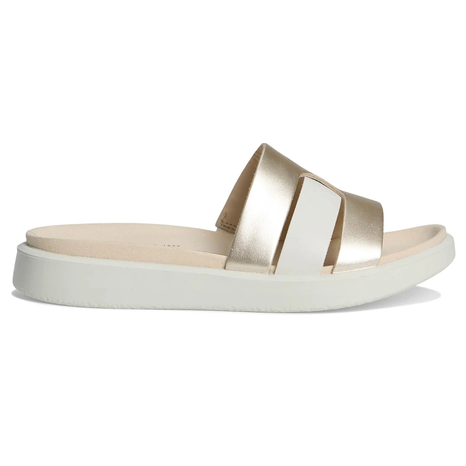 Ecco Flowt 273743 Leather Womens Sandals#color_white pure white gold