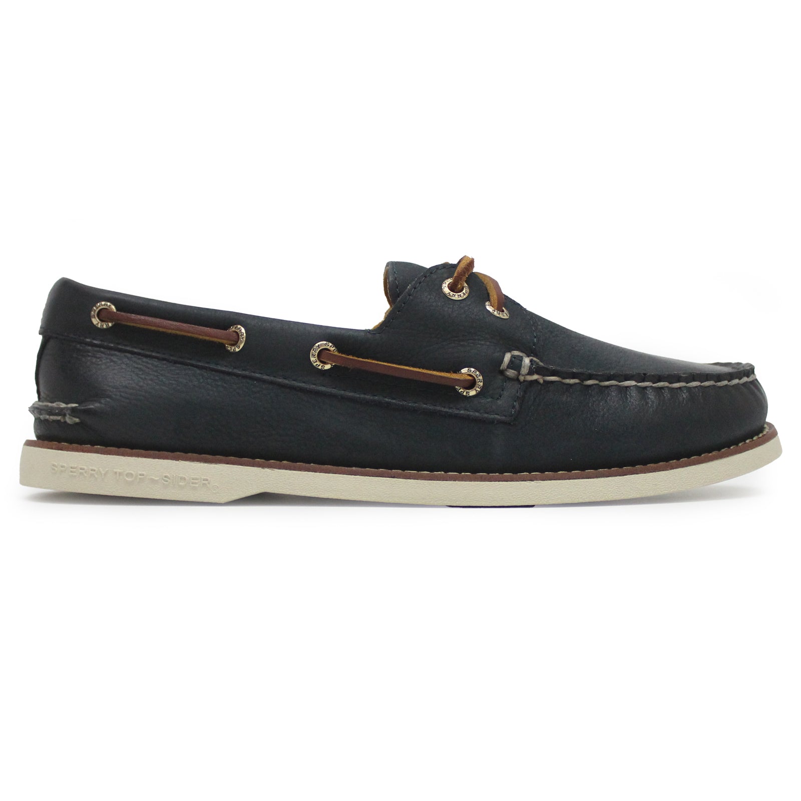 Sperry Gold Authentic Original 2-Eye Full Grain Leather Mens Shoes#color_navy marine
