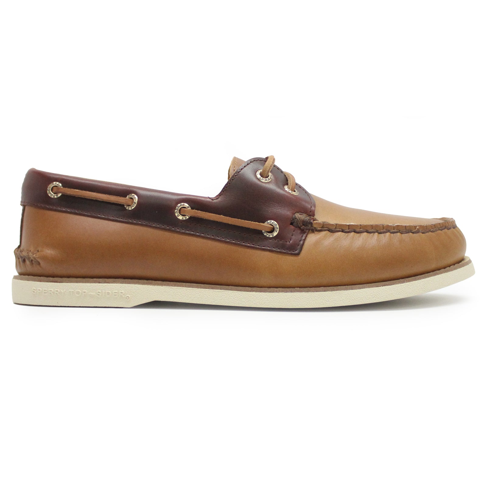 Sperry Gold Authentic Original 2-Eye Full Grain Leather Mens Shoes#color_tan combo combo bronzer
