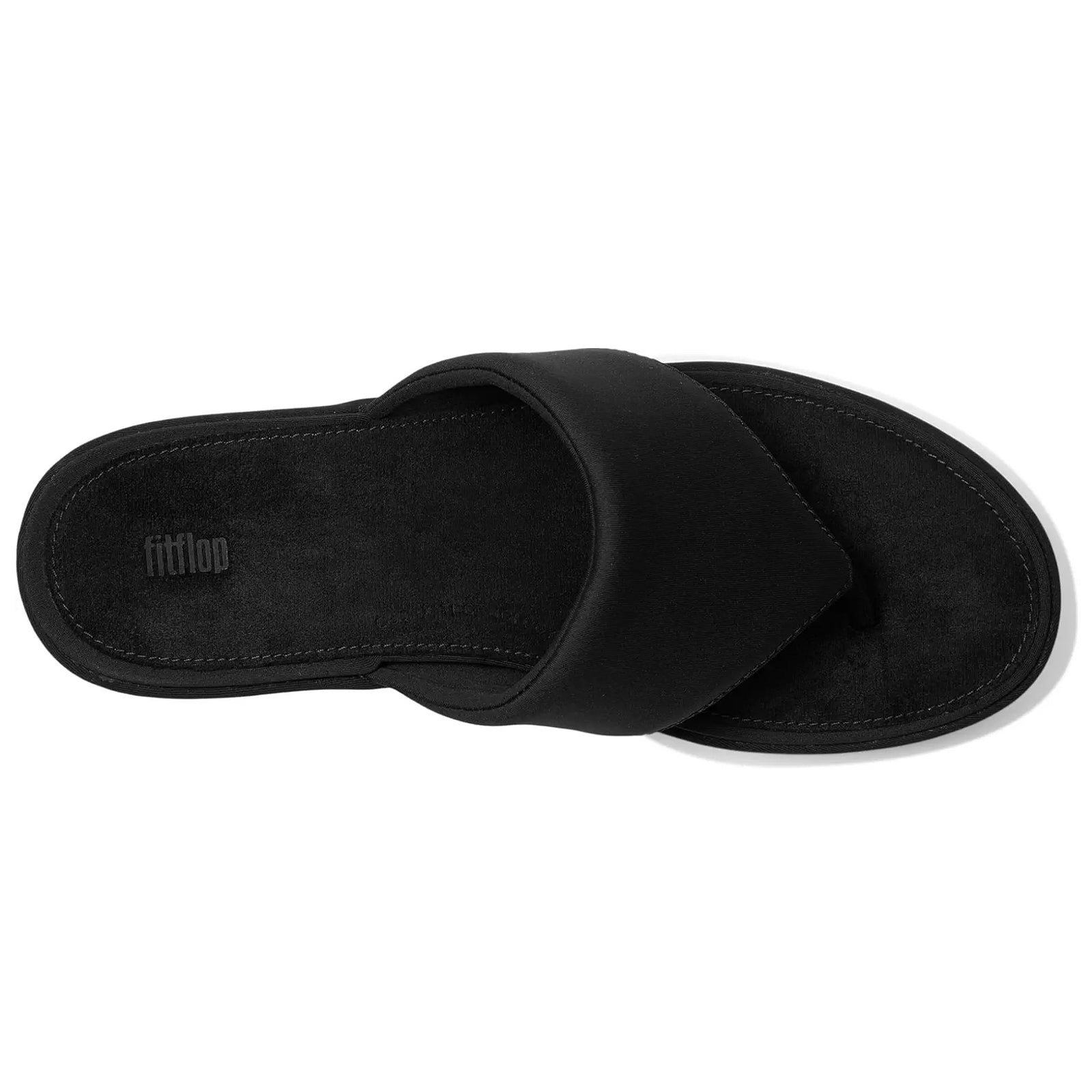 FitFlop Platfforms Wedge Toe Post Fabric Synthetic Womens Sandals#color_all black
