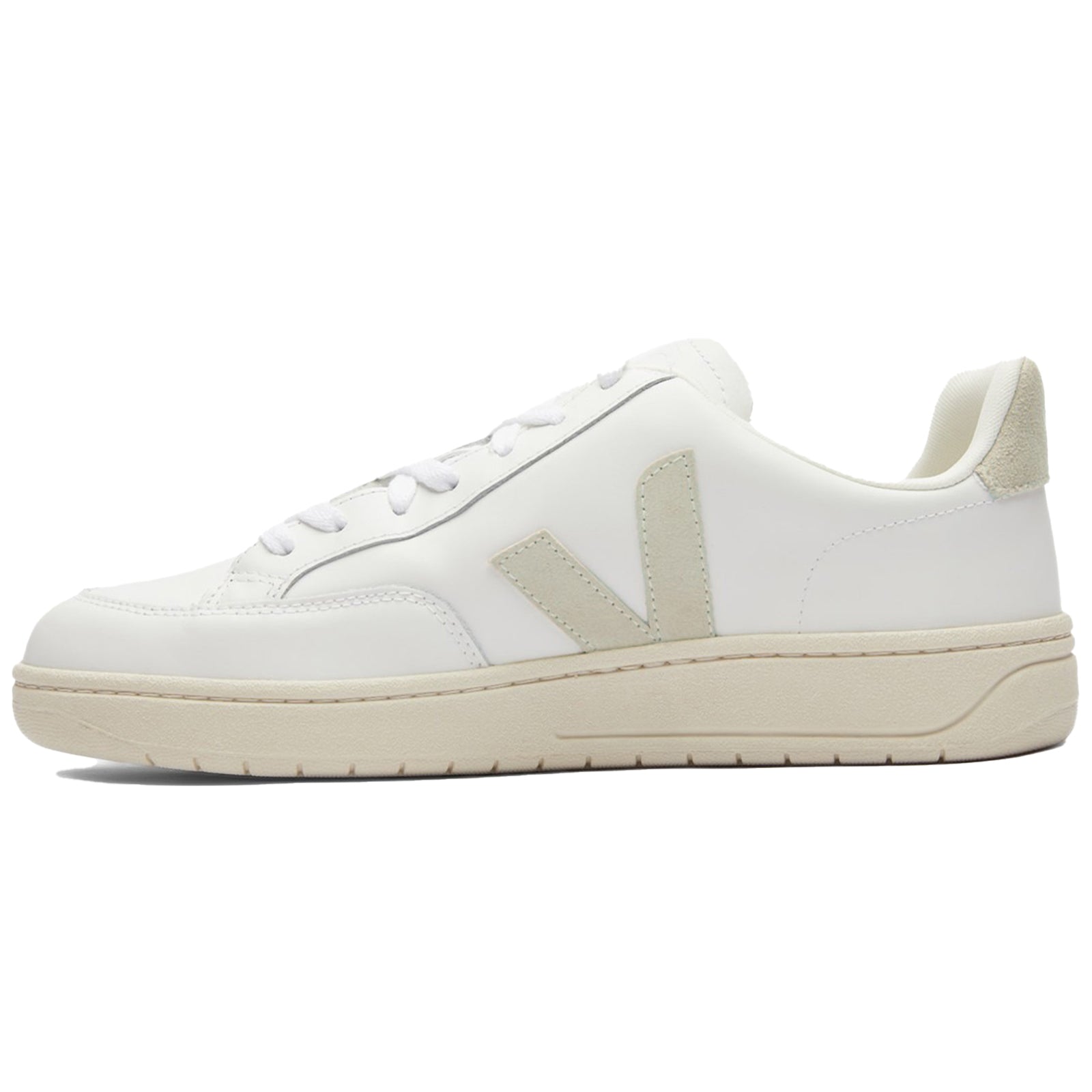 Veja V-12 Leather Womens Trainers#color_white sable