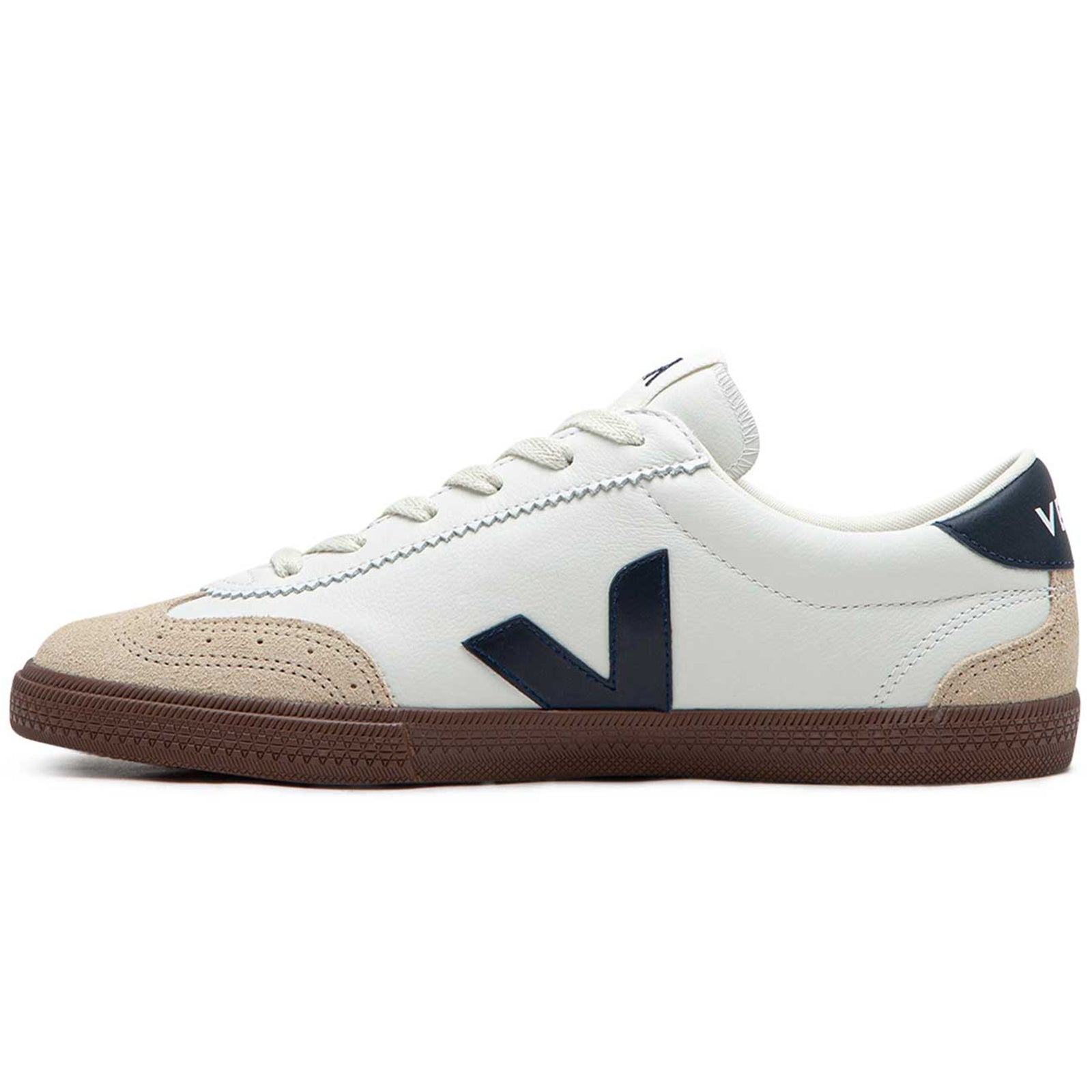 Veja Volley Organic Traced Leather Mens Trainers#color_white nautico bark