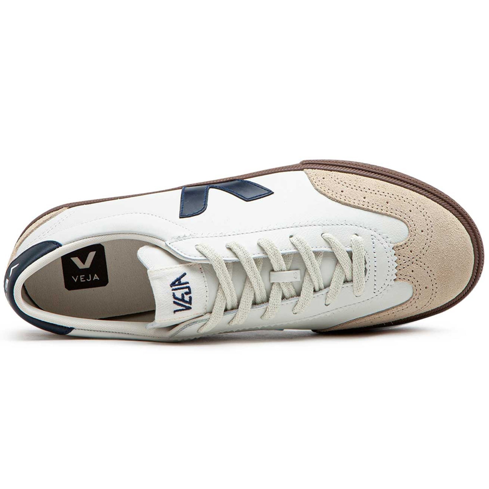 Veja Volley Organic Traced Leather Mens Trainers#color_white nautico bark