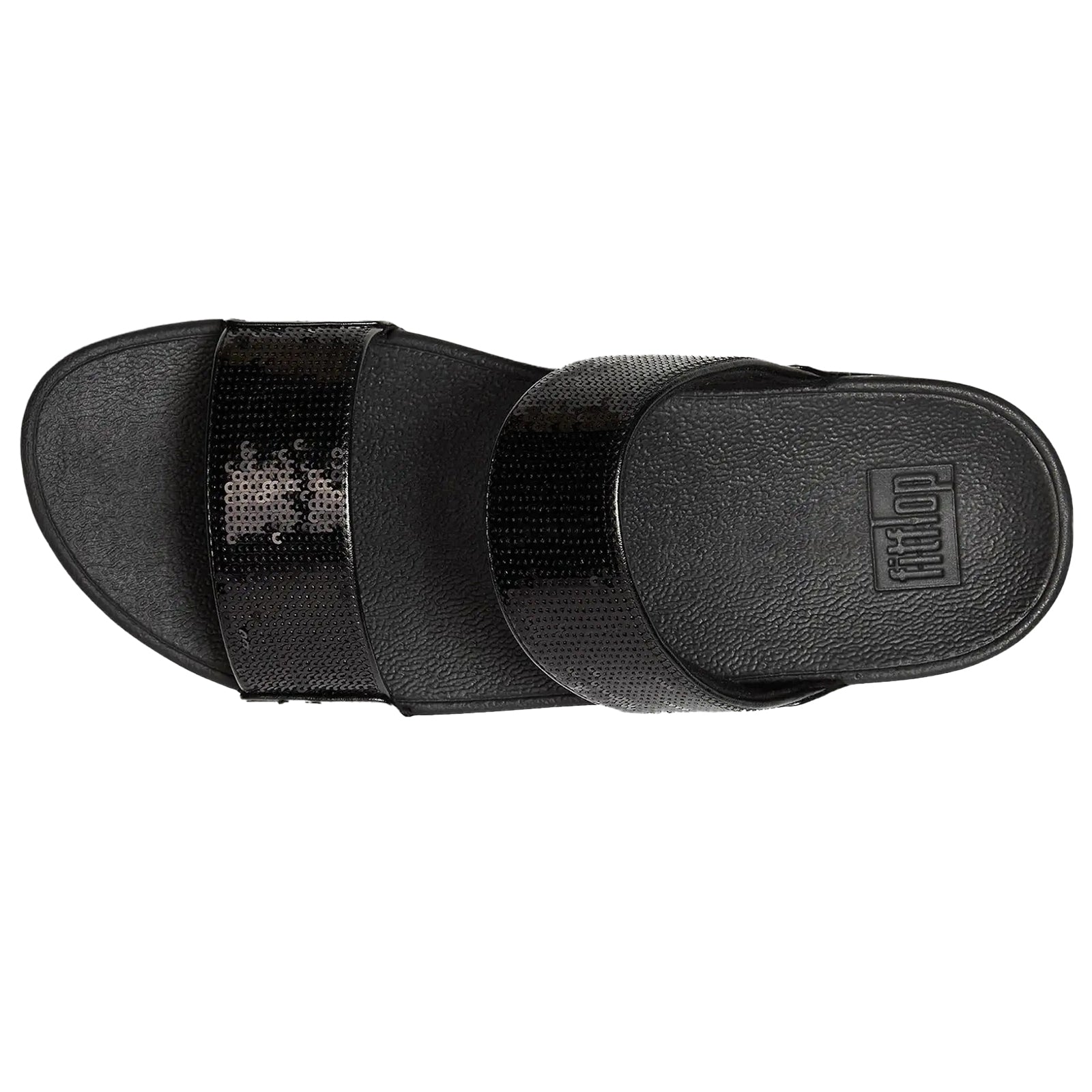 FitFlop Lulu Sequin Slides Polyurethane Womens Sandals#color_all black