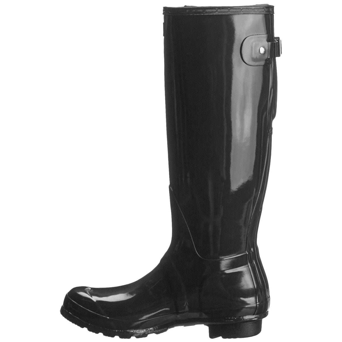 Hunter Original Tall Adjustable Gloss Rubber Womens Boots#color_black