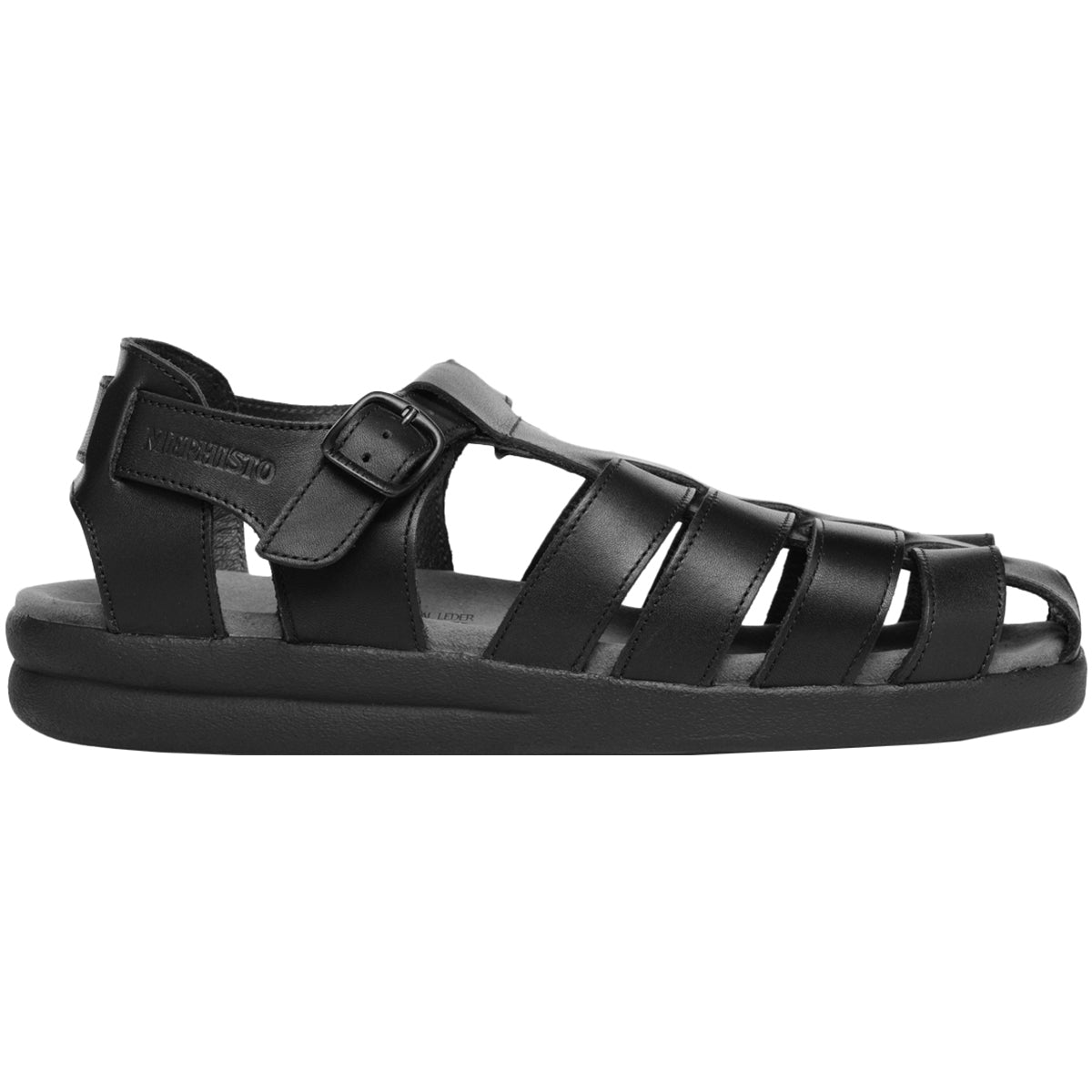 Mephisto Sam Leather Mens Sandals#color_black