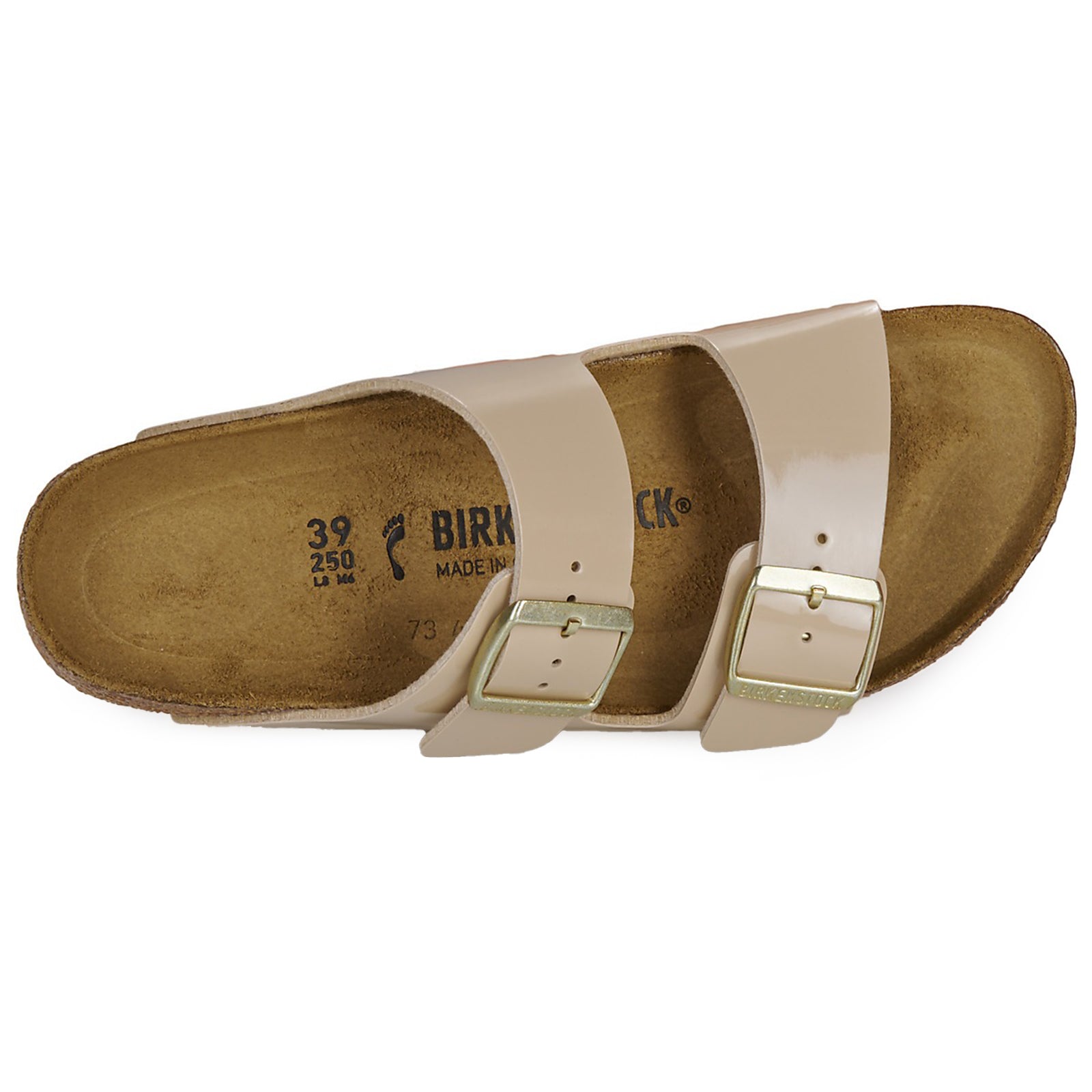 Birkenstock Arizona Birko-Flor Patent Unisex Sandals#color_sand
