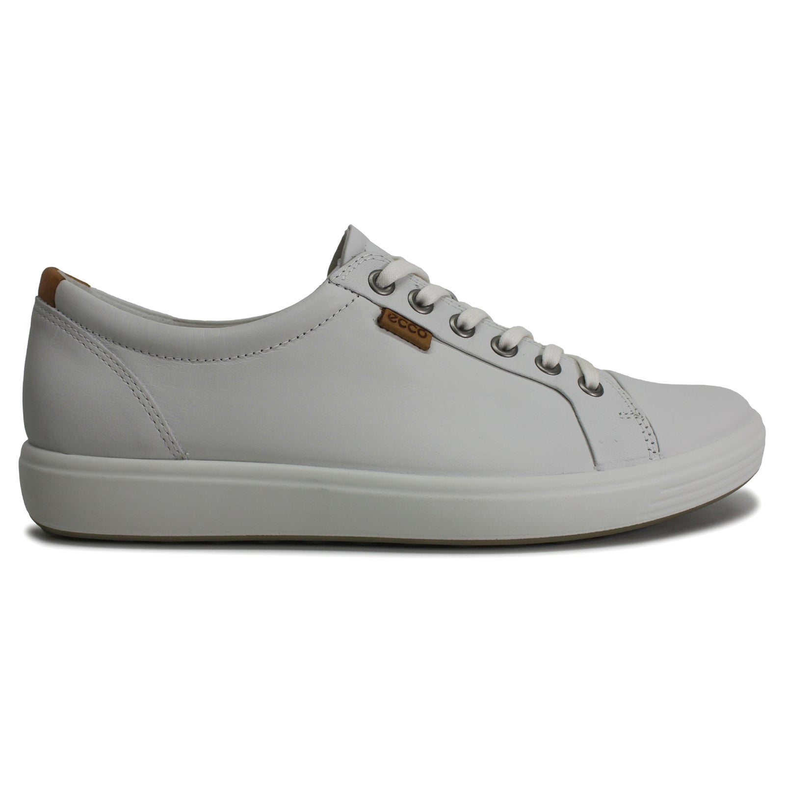 Ecco Soft 7 430003 Leather Womens Trainers#color_white