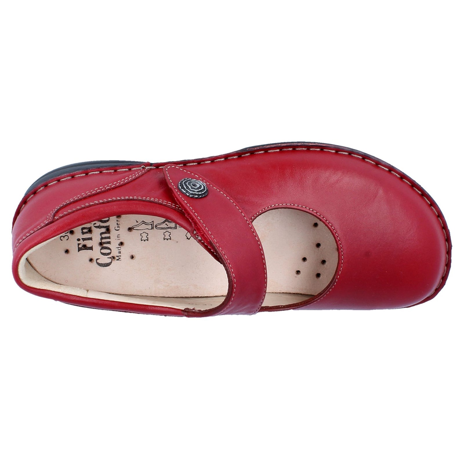 Finn Comfort Laval 2058-256143 Leather Womens Shoes - Campari - 38#color_campari