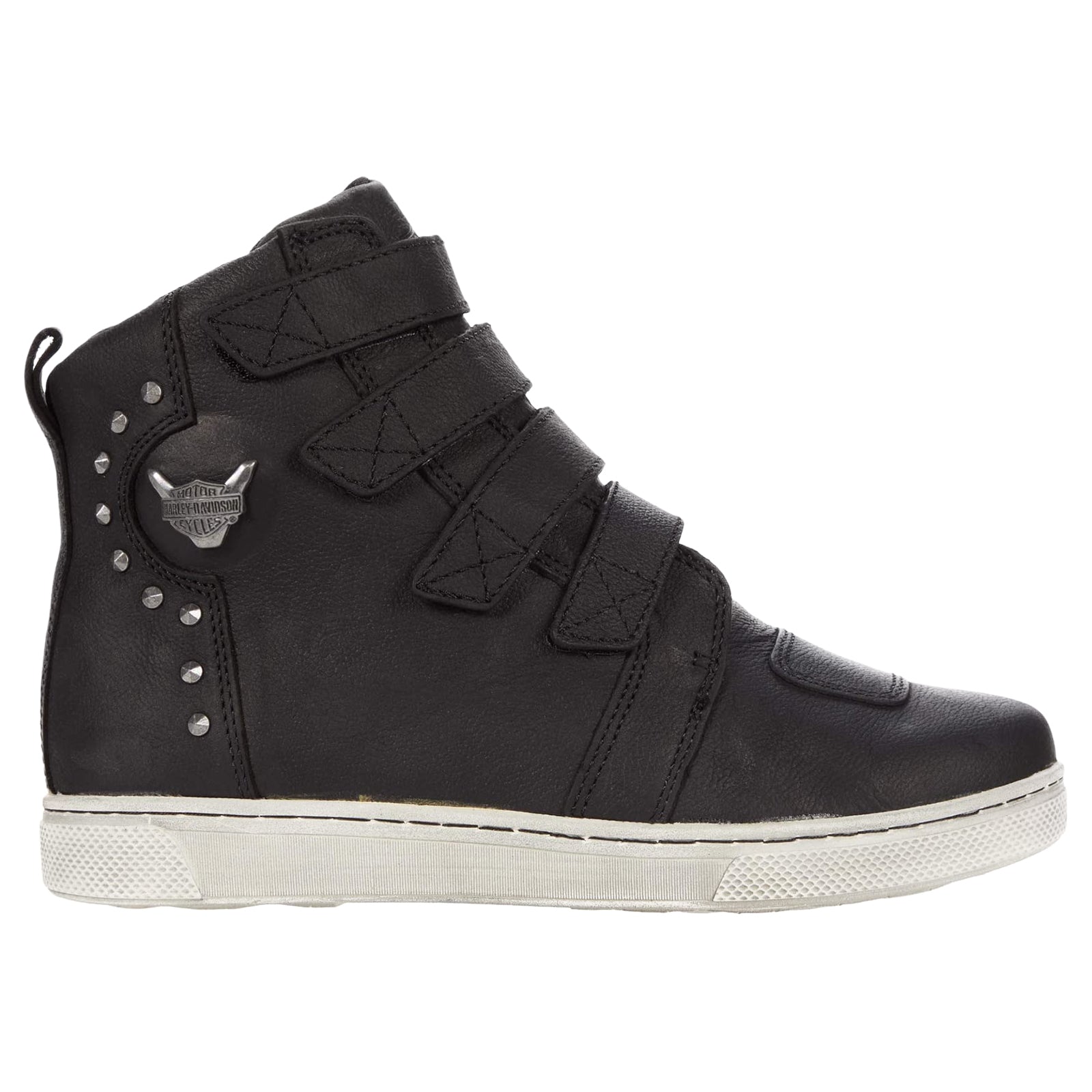 Harley Davidson Bateman Metal Velc D86171 Leather Womens Trainers - Black - 40#color_black