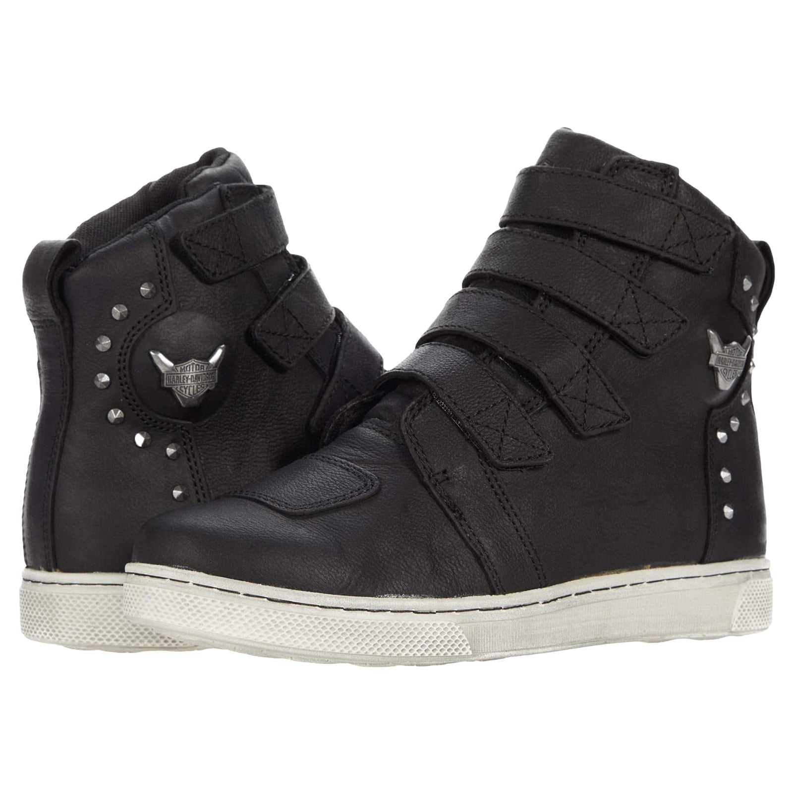 Harley Davidson Bateman Metal Velc D86171 Leather Womens Trainers - Black - 40#color_black