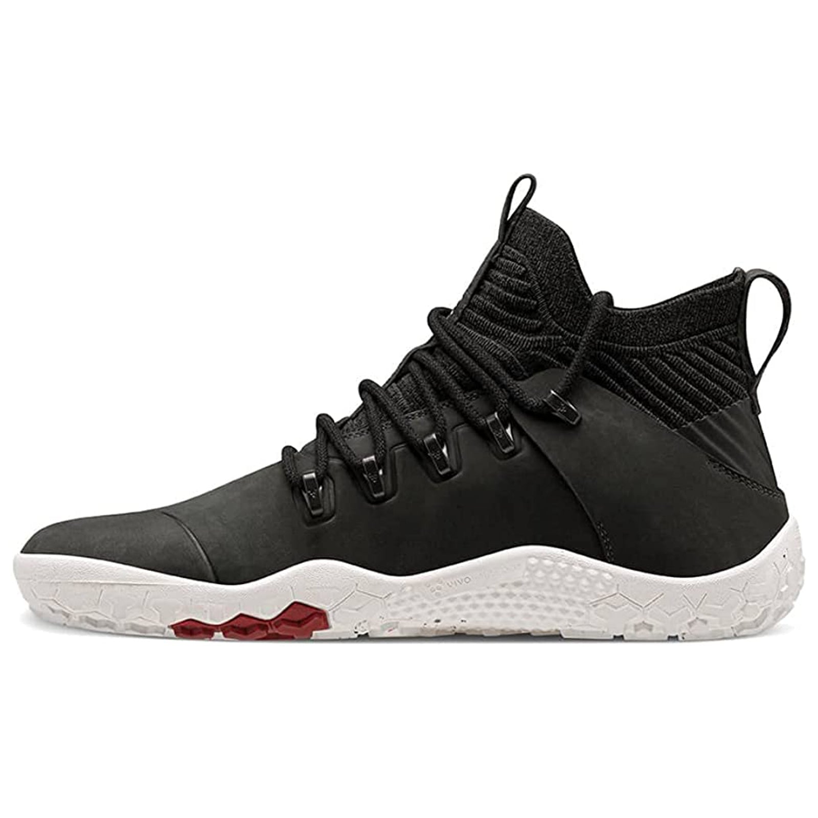Vivobarefoot Magna FG Leather Textile Womens Trainers#color_obsidian white