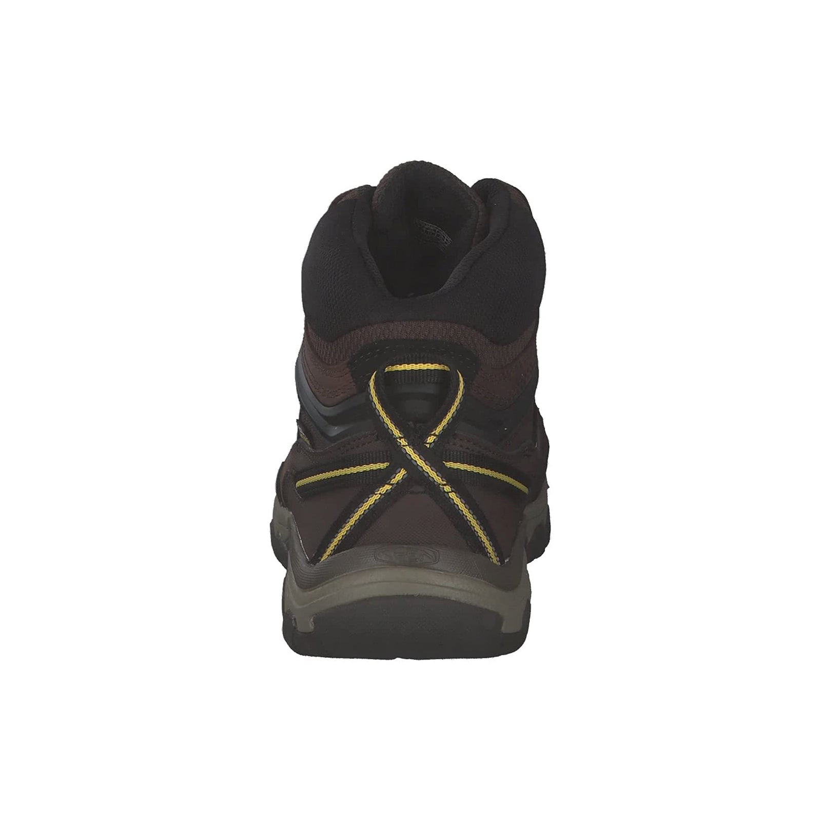 Keen Ridge Flex Mid Leather Textile Mens Boots#color_coffee bean keen yellow