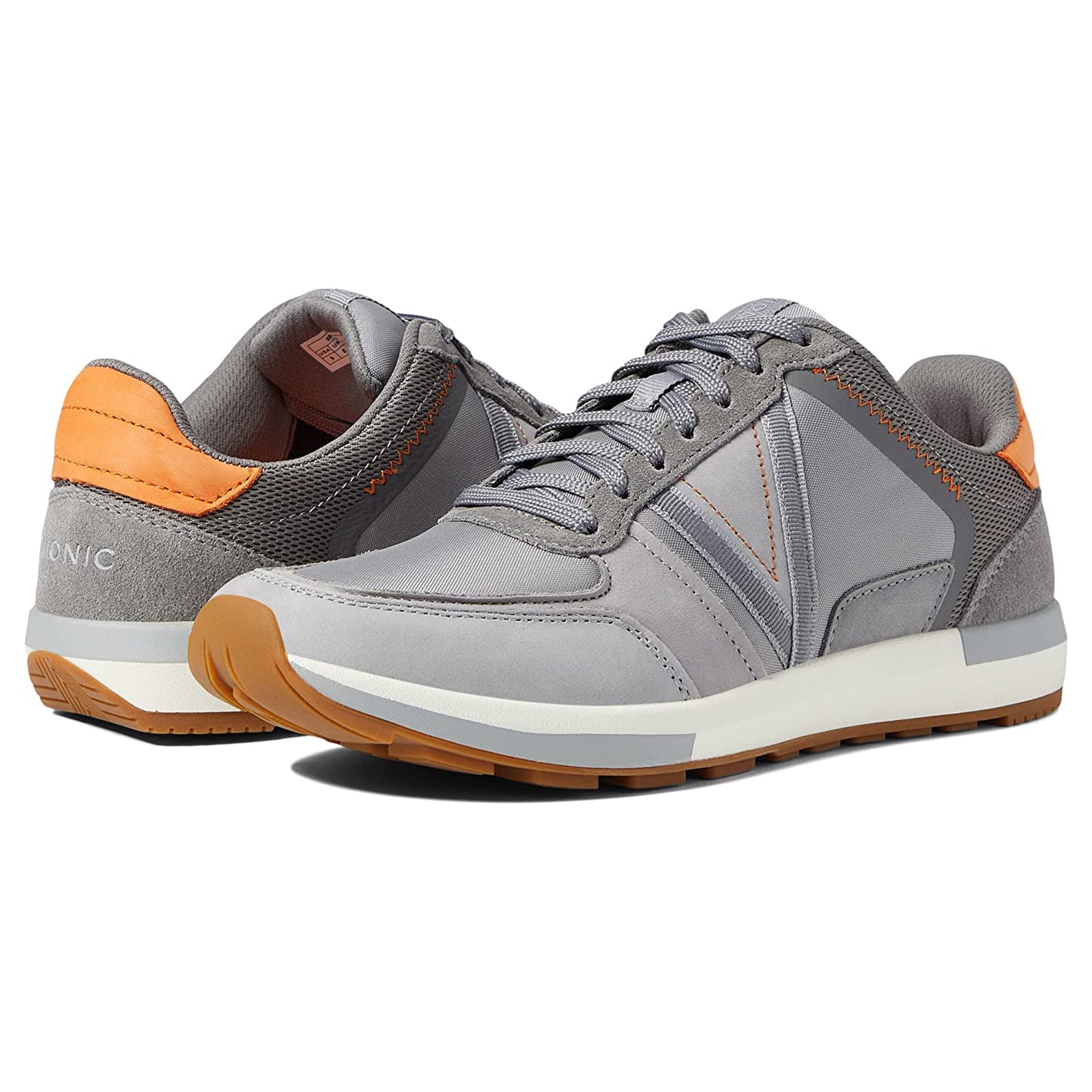 Vionic Bradey Leather Textile Mens Trainers#color_vapor charcoal