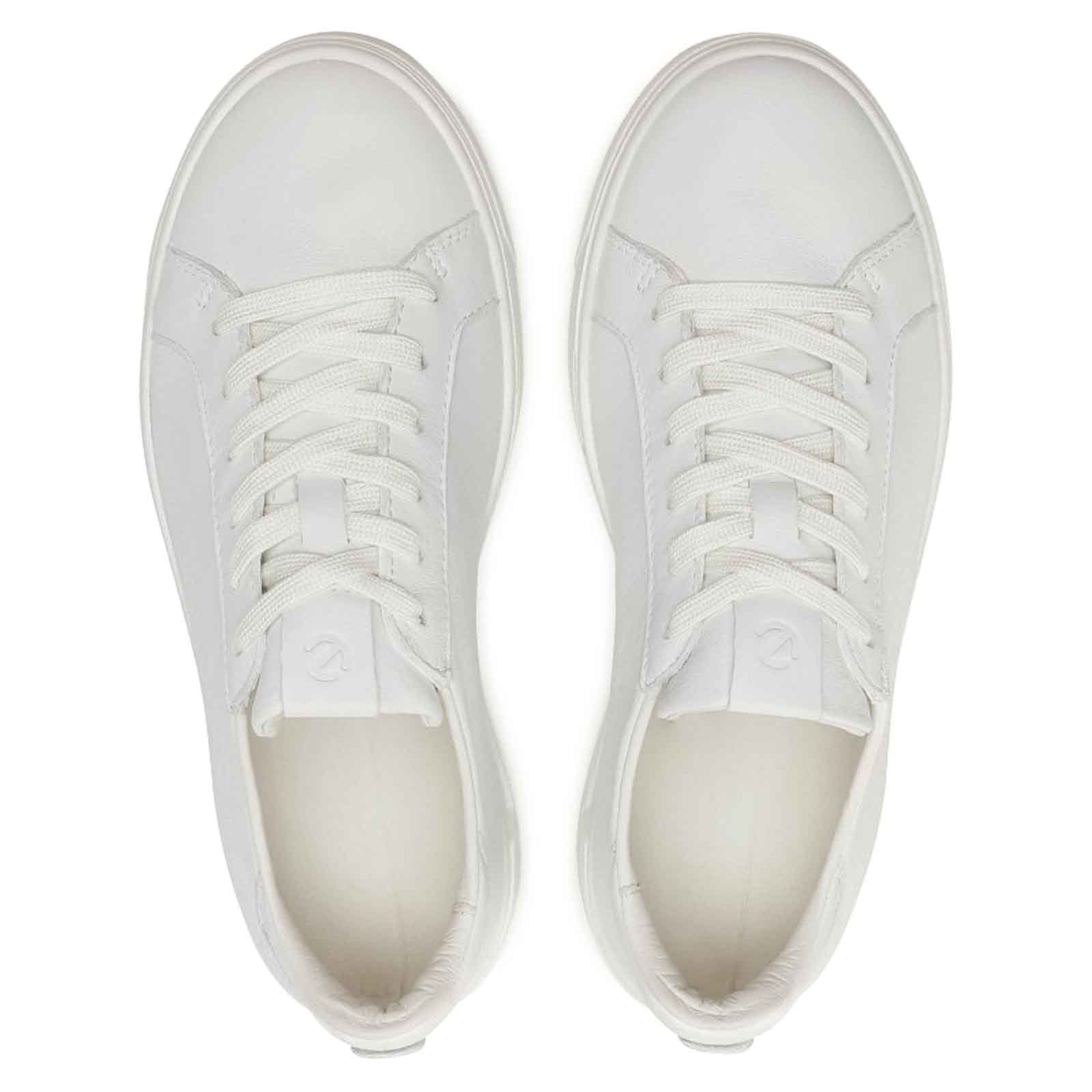 Ecco Street Tray 291143 Leather Womens Trainers#color_white