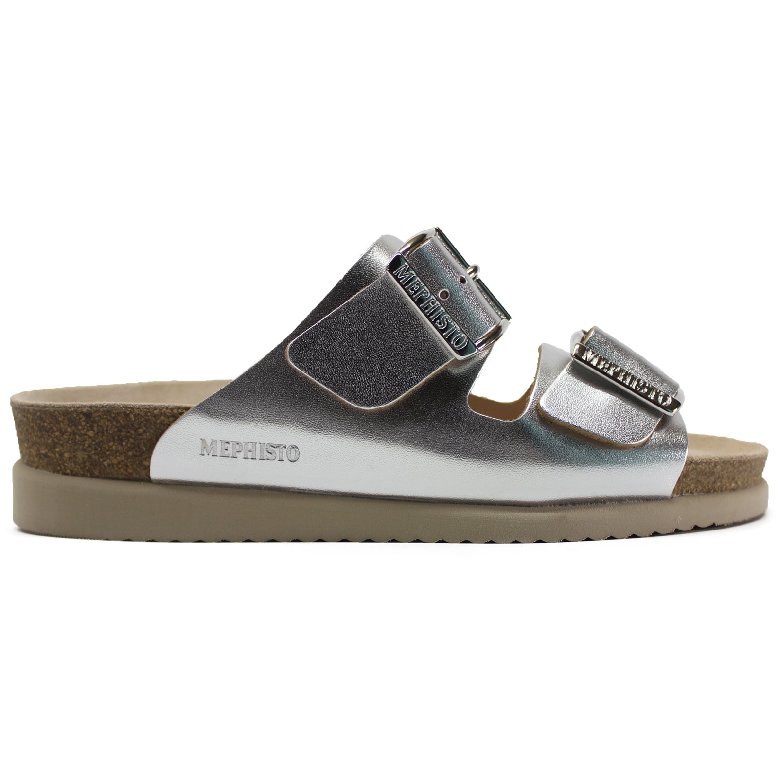 Mephisto Hester Metallic Leather Womens Sandals#color_silver