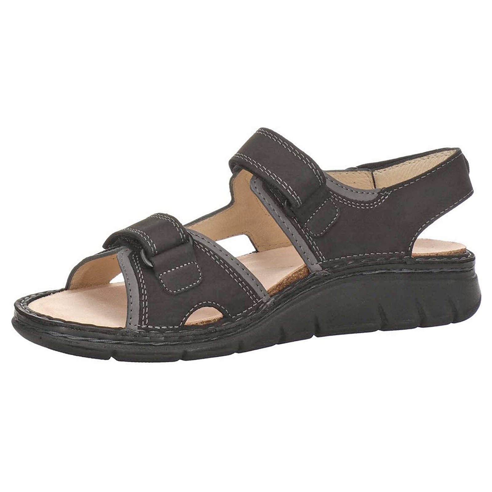 Finn Comfort Wanaka Soft Nubuck Unisex Sandals#color_black street
