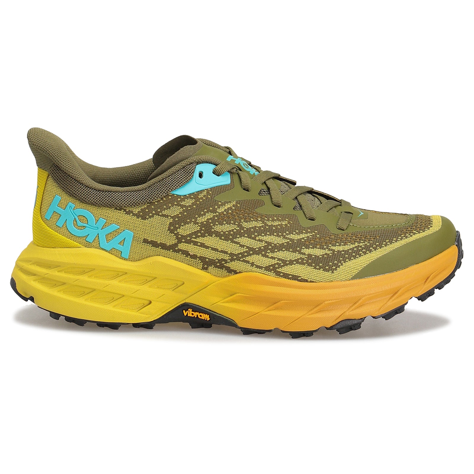 Hoka Speedgoat 5 1123157-APFR Textile Synthetic Mens Trainers - Avocado Passion Fruit - 8#color_avocado passion fruit